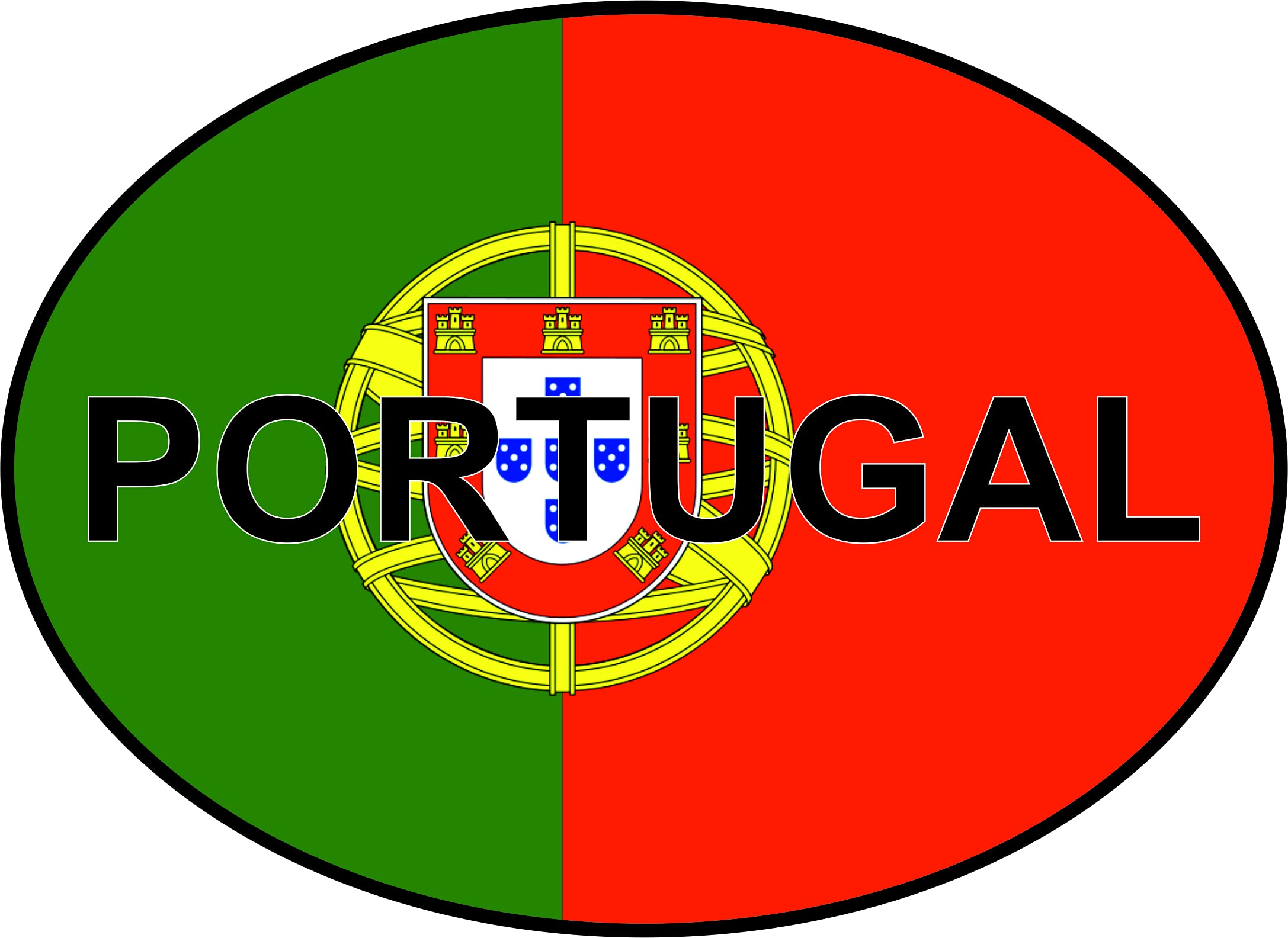Landing Designs Portugal Oval Portuguese Flag Sticker For Car, Van, Vehicle Self-Adhesive - 180Mm X 133Mm - Made In The Uk - Printed On External Grade Vinyl