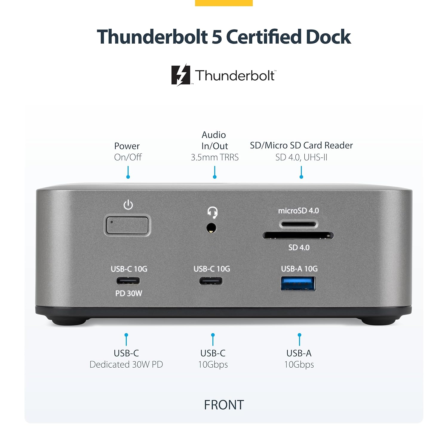 StarTech Thunderbolt 5 Dock, Dual 8K 60Hz, Triple 4K for Windows, Up to Dual 6K 60Hz for Mac - TB5 & USB4 Docking Station with 120Gbps max Transfer, 140W PD, 30W Phone, USB 10Gbps