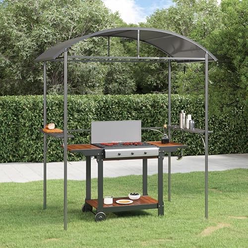 carpas para patio, kiosco emergente, tienda de campaña, kiosco para barbacoa con estantes laterales, antracita 86.6 x 45.3 x 90.6 pulgadas, acero