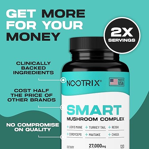 Miniatura 6 de Nootrix Suplemento complejo de hongos inteligentes  Apoya la memoria, el enfoque mental, la salud cognitiva y la energía  27,000 mg de hongos