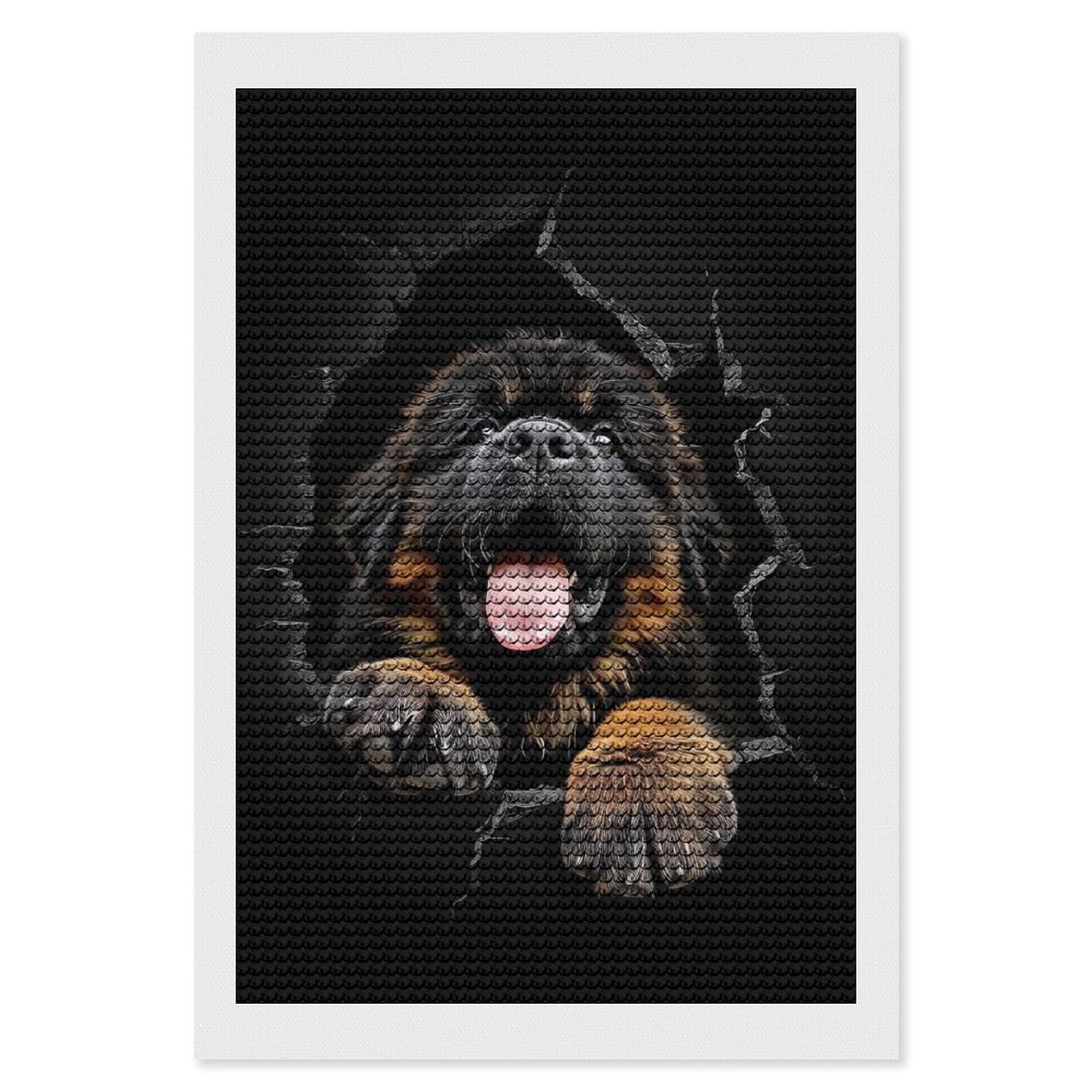 Junmoney Tibetan Mastiff Diamond Art Kit 8"x12", Modern Decor, Farmhouse Decor, Home Wall Art, Festive Craft Gift, Handmade Wall Decor