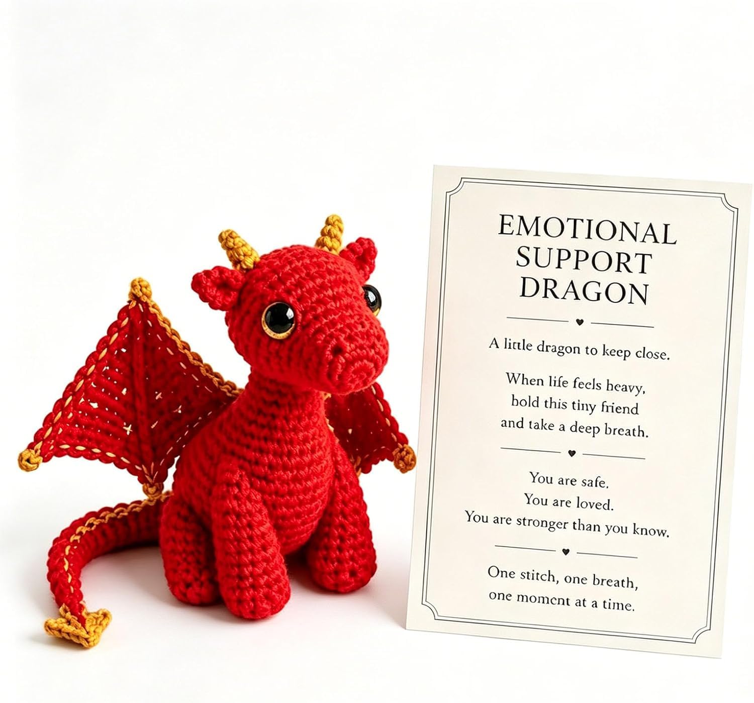 zoocco Emotional Support Dragon Plush Toy Soft Mini Pocket Buddy Gift (Red)
