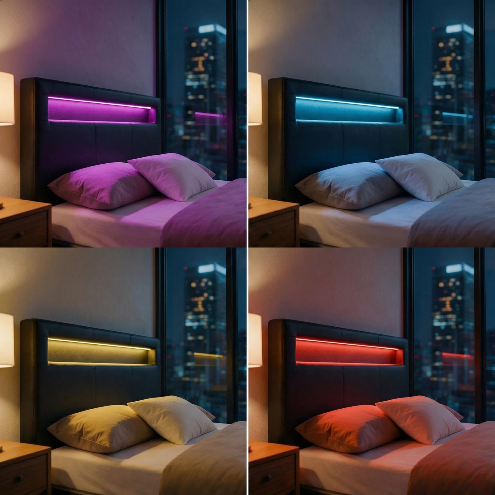 CARO-Möbel Polsterbett MIRASOL 120x200 cm, Schwarz - Einzelbett mit LED Beleuchtung im Kopfteil, inkl. Fernbedienung, Jugendbett aus Kunstleder mit Lattenrost
