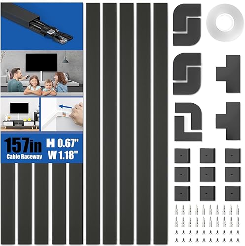 Miniatura 19 de Delamu – Funda para cable de 157" para ocultar cables, de PVC, para pared, se puede cortar, cubierta de cable pintado para cables, cubierta