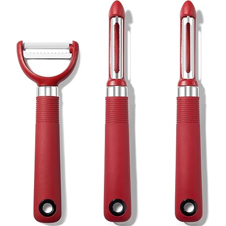 Rainspire 3-Piece Peeler Set, Premium Swivel Vegetable Peeler, Kitchen Gadgets Apple Peeler Potato Peeler Veggie Peeler Fruit Peeler, Dishwasher Safe Kitchen Accessories, Red