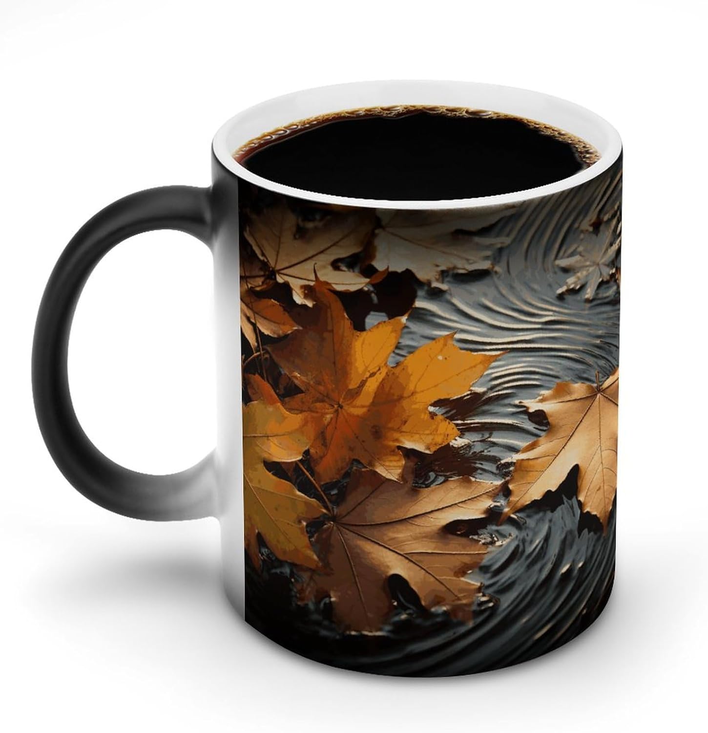 Color Changing Mug Fall Leaves Printed Ceramic Coffee Mug Heat Changing Sensitive Mug Magic Heat Changing Coffee Mug Novelty Coffee Mugs