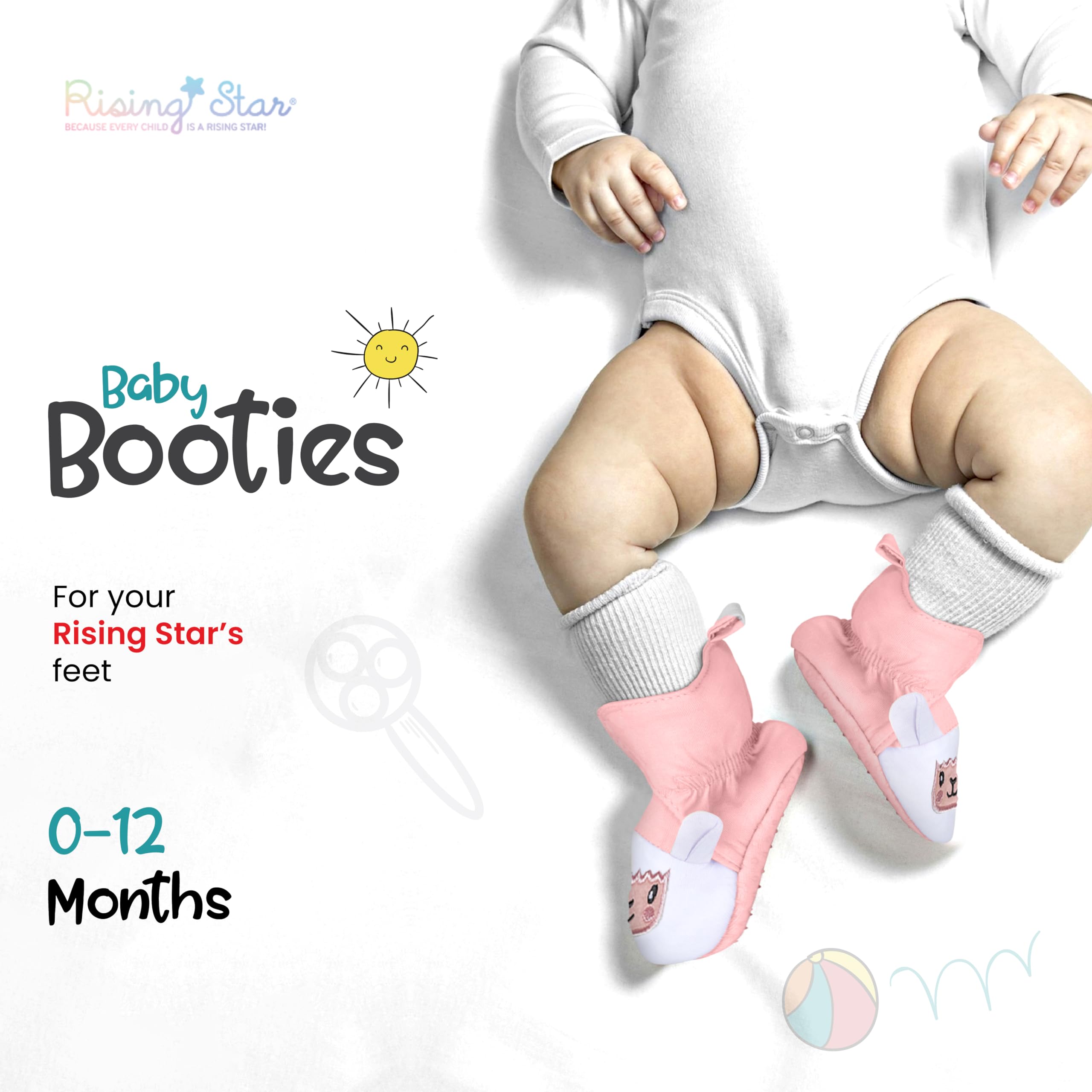 Rising Star Fleece Boots Girls 0-12 Months Non Slip Grippers Baby Slippers That Stay On Snow, Pink Alpaca, 0 3 Infant