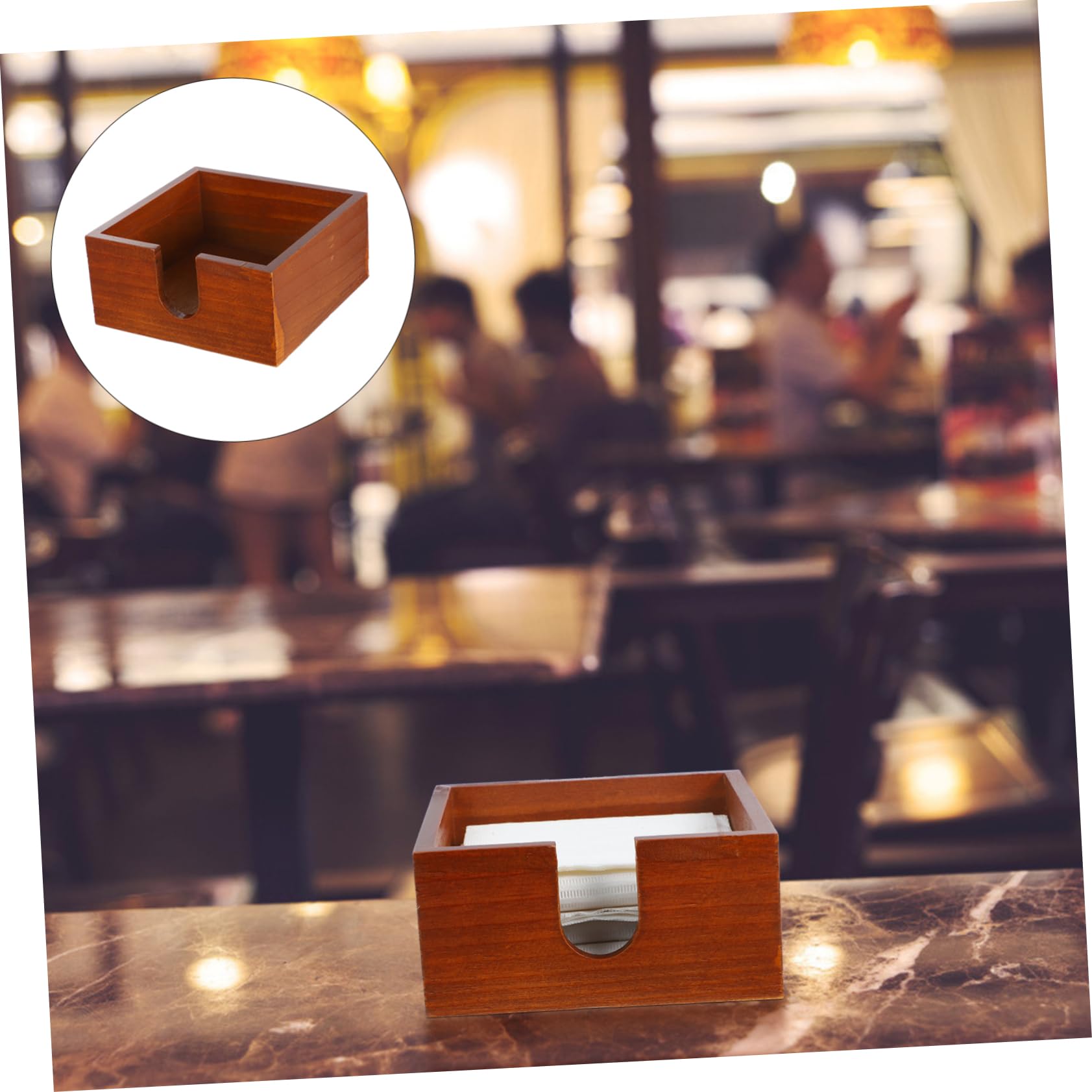 TOPBATHY 4piezas Soporte De Servilletas De Madera Cuadrado Organizador Rústico Para Manteles Dispensador De Servilletas Para Cocina y Comedor Para Restaurante y Hogar
