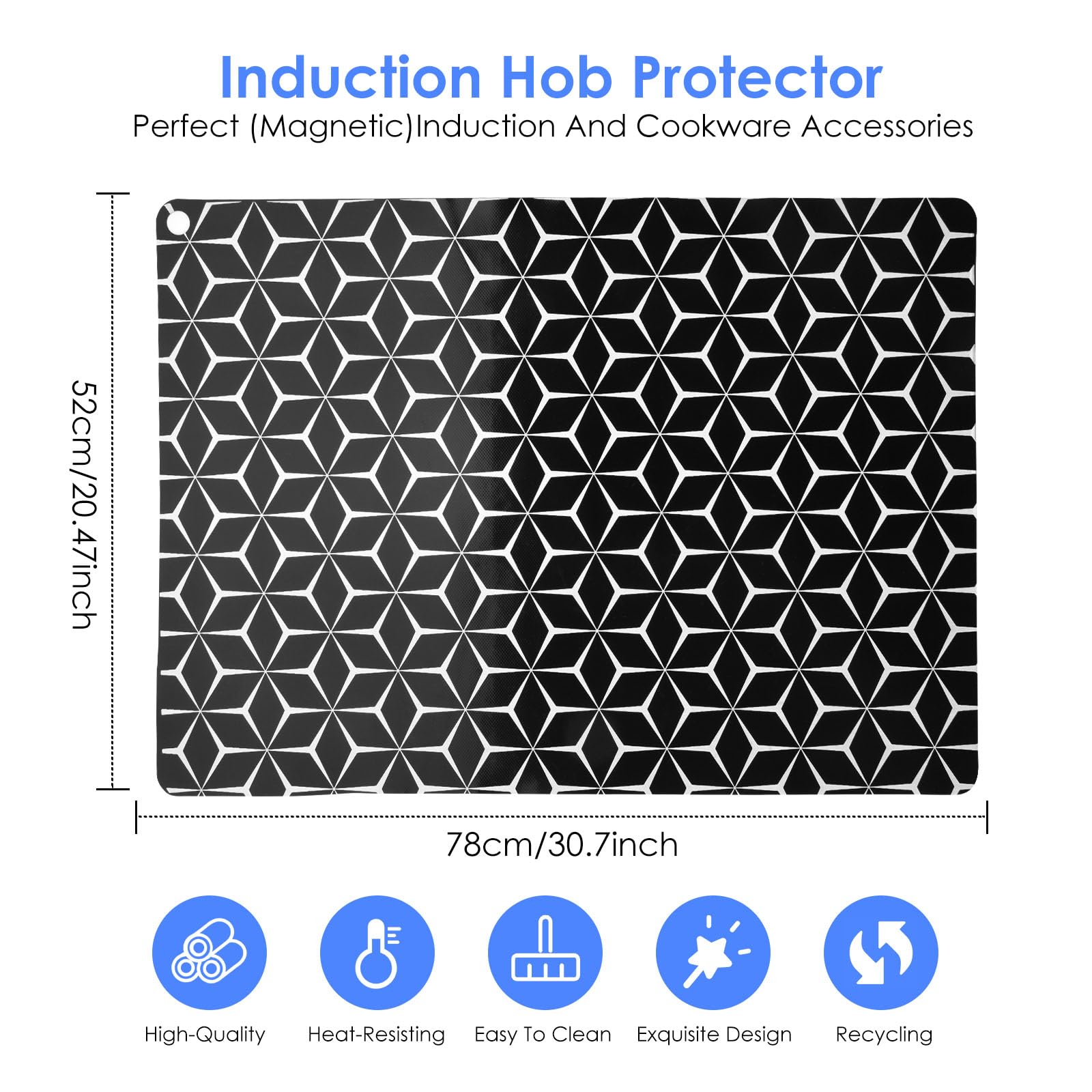 Vusddy Tapis De Cuisson Silicone Induction 52x78 Cm – Antidérapant, Sans Fibres De Verre, Résistant 230 °C, Protection & Multifonction