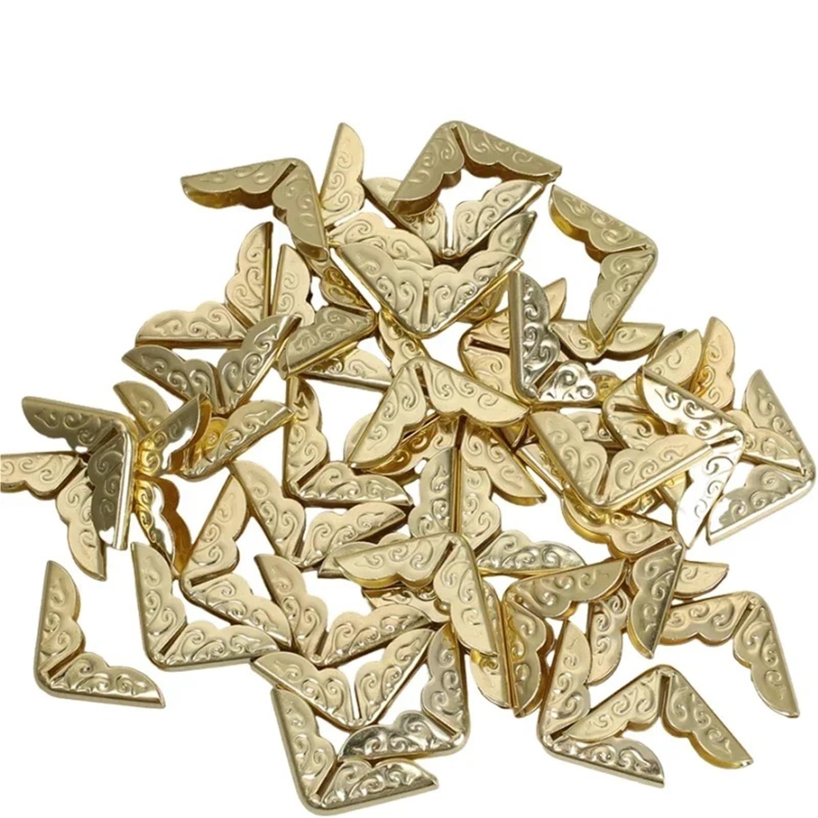 Narożniki do albumów ze zdjęciami, metalowe ochraniacze narożników z wycinkami Opakowanie 50 sztuk Multicolor 14x20mm(Gold 50pcs)