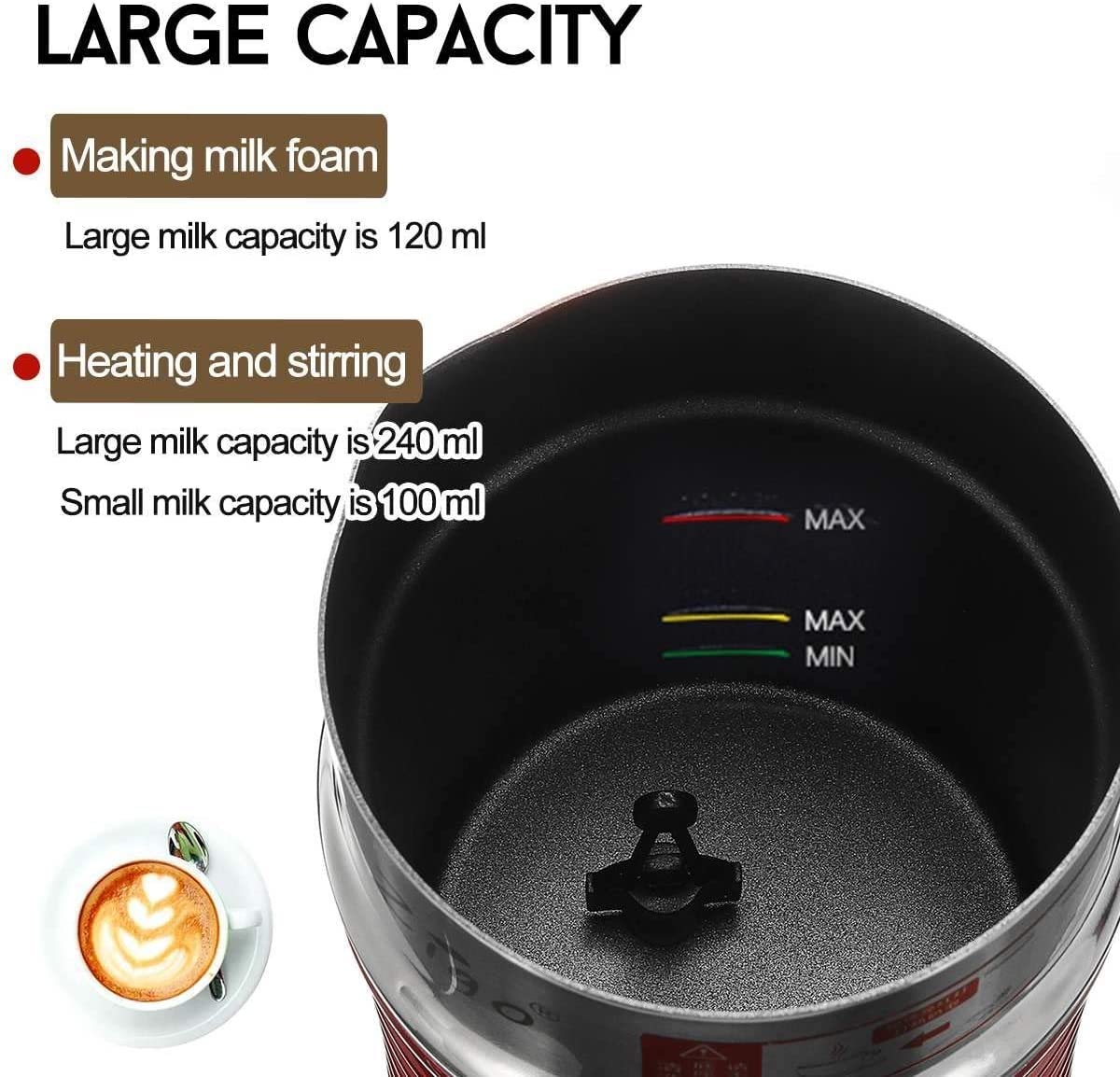 HMTE Montalatte Elettrico e vaporizzatore con Base Staccabile Schiuma Automatica per scaldalatte per caffè Latte (Color : Gold) (Gold)