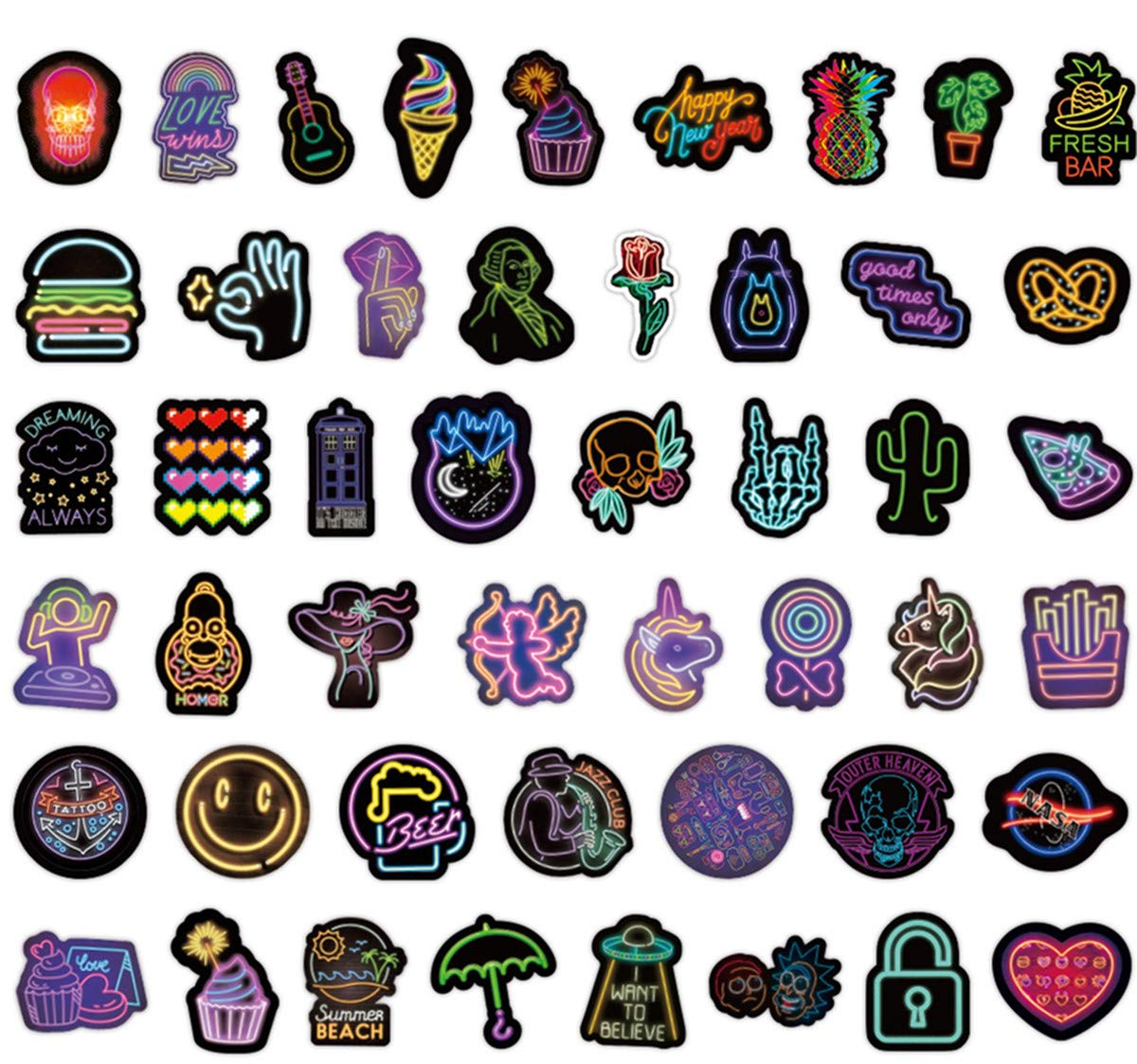 100pcs Neon Style Water Bottles Stickers, Laptop Stickers Aesthetic Waterproof Trendy Stickers