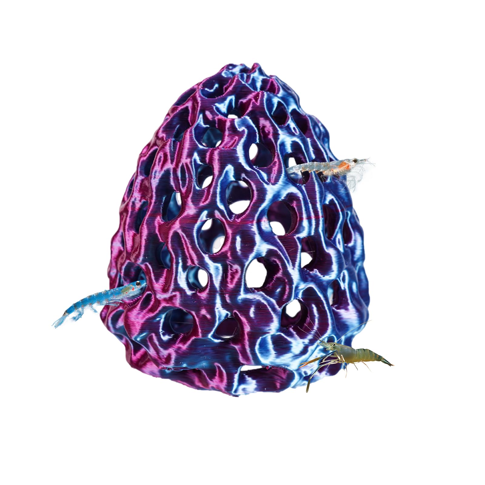 Embhlitfe Shrimp Hide, 3D Printed Aquarium Decoration Hideaway, Lattice Design Fish Tank Ornament, For Shrimp & Small Fish Shelter, Encourages Natural Resting and Breeding (Bluish Violet)