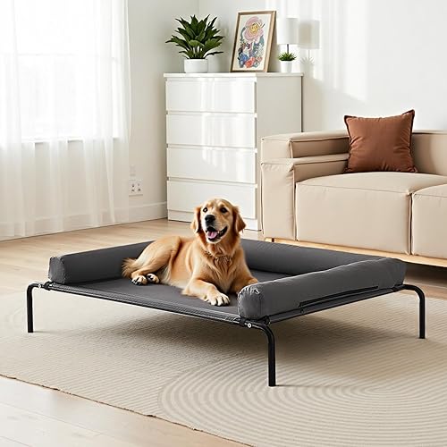 Miniatura 8 de VEVOR Cama elevada para perros grandes, cuna elevada portátil para perros con almohada lavable, cama hamaca elevada para interiores y exteriores,