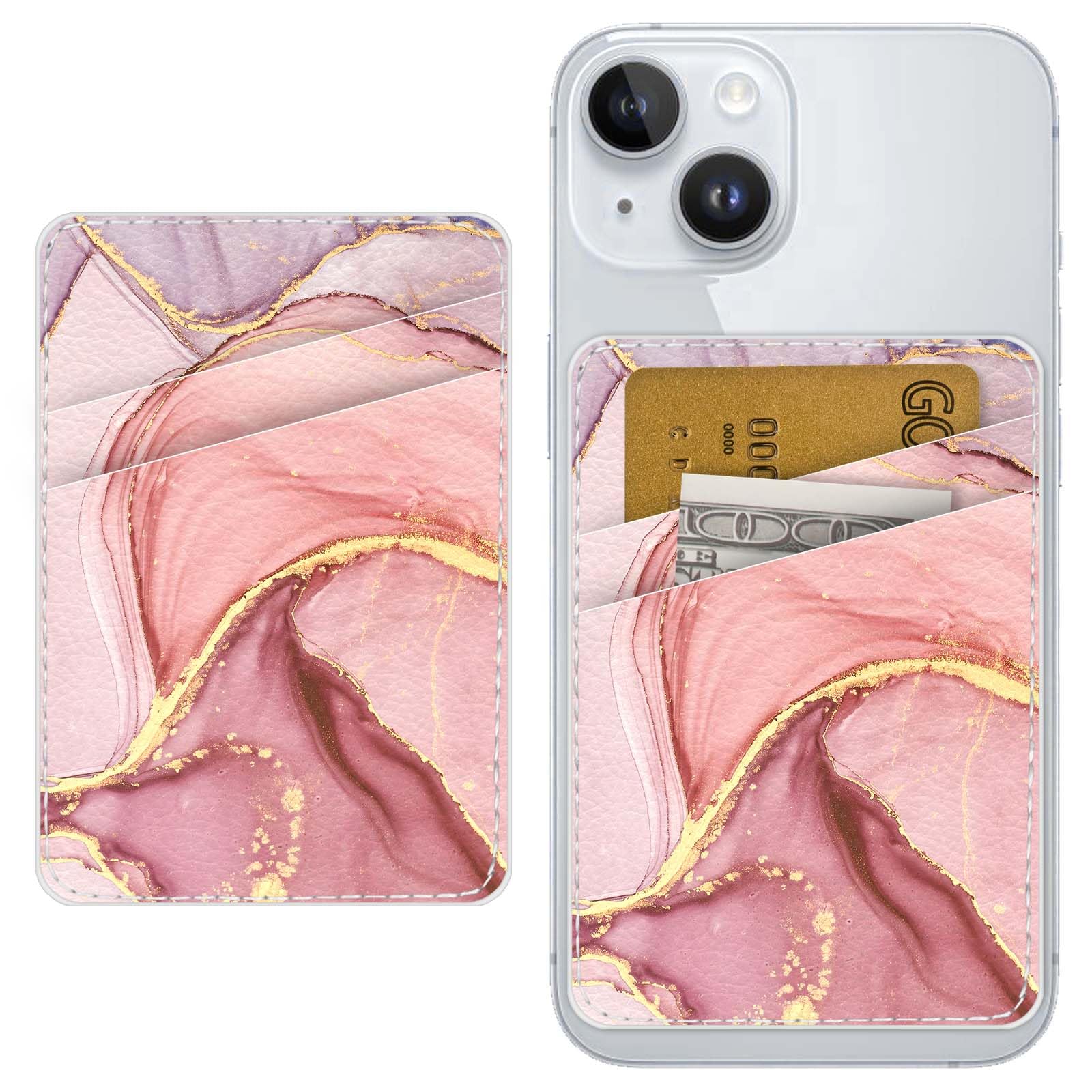 TIHYWR Leather Phone Wallet Stick on，Card Holder for Phone Case，Credit Card Back Paste Wallet，Suitable for iPhone, Samsung, Android and Most Smart