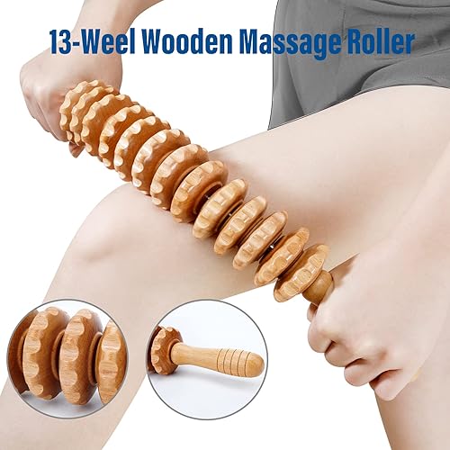 Miniatura 2 de JUNRA Paquete de 4 herramientas de masaje de terapia de madera, masajeador de drenaje linfático, kit de maderoterapia, herramientas de terapia de