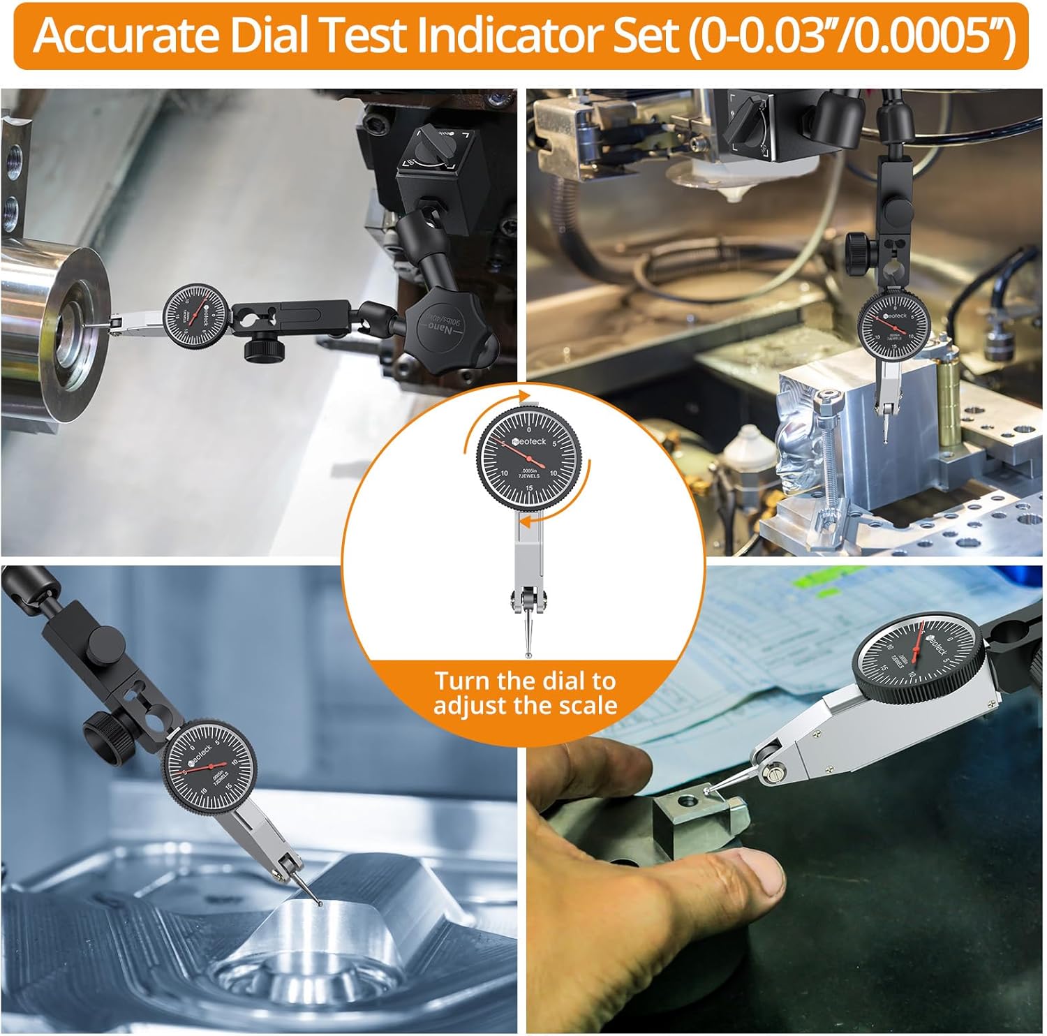 Neoteck 2-6" Digital Bore Gauge Set + 0.03" Test Indicator with Magnetic Base
