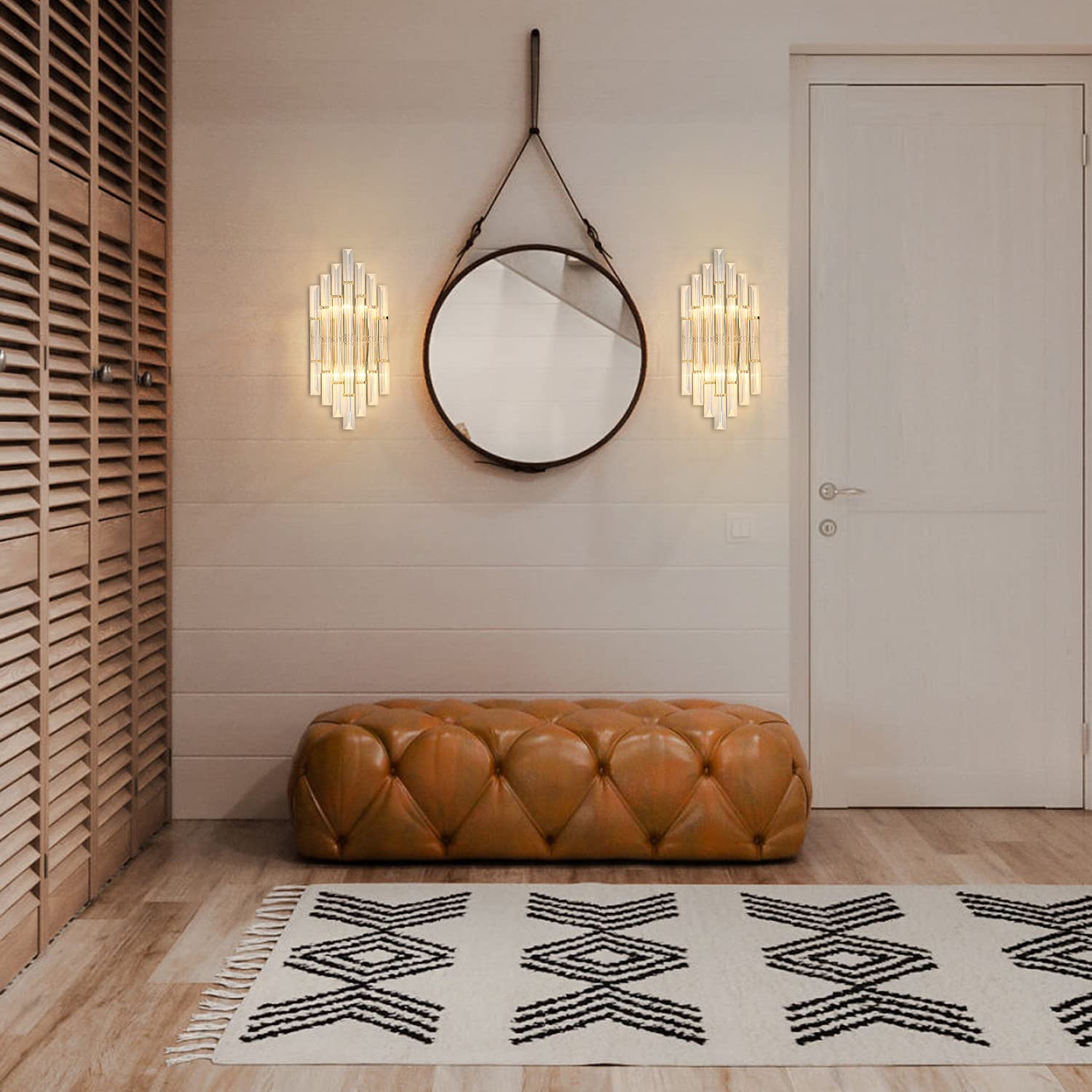 Applique Murale LED Avec Des Feuilles En Cristal Transparent