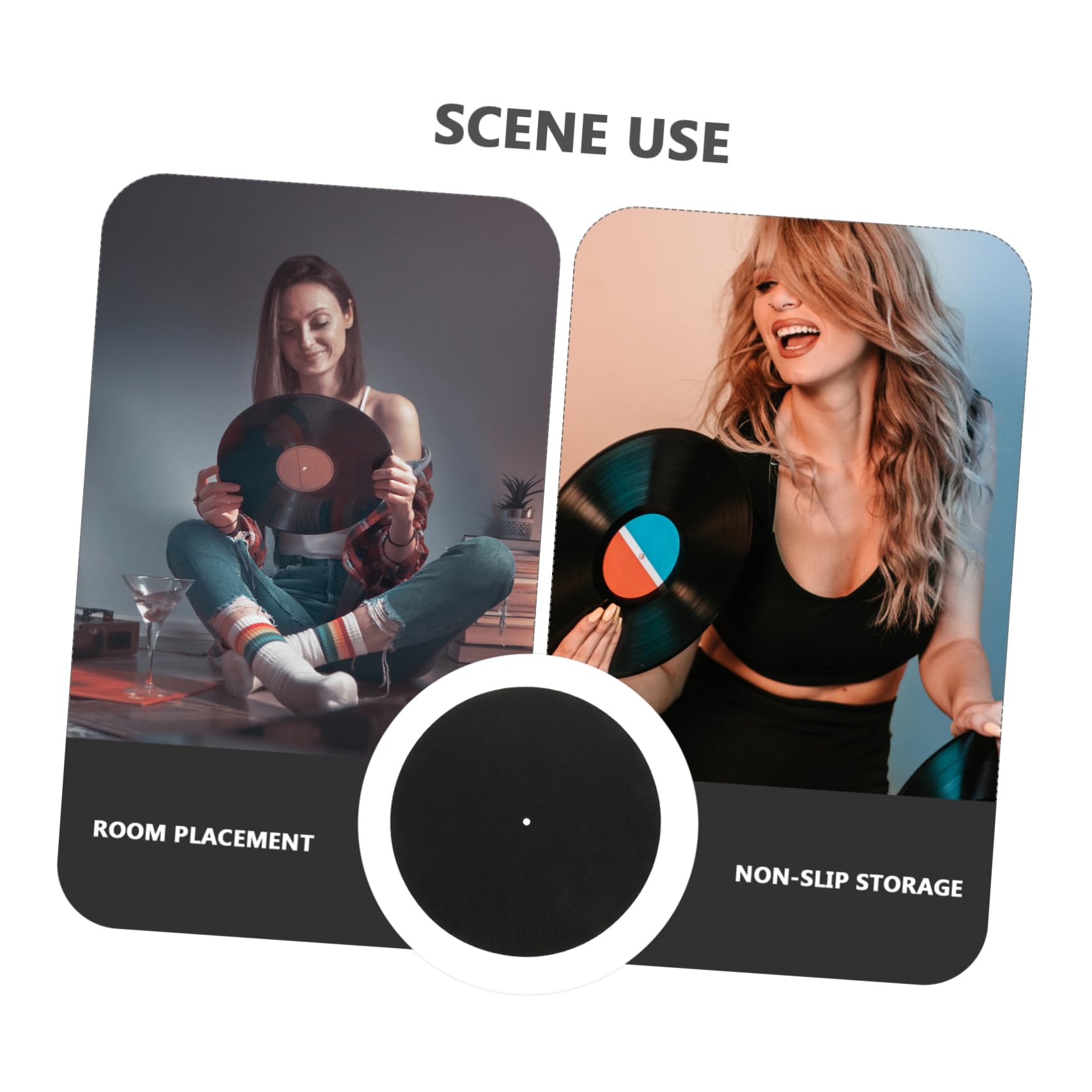 TOGEVAL Vinyl Record Mat Record Player Mat 295mm Turntable Mat Felt Slip Mat Non-slip Record Pad for Scratch- Play