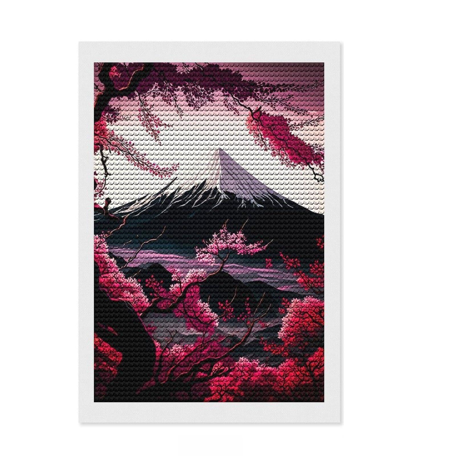 Junmoney Landcapes Sakura Japan Full Drill Diamond Painting Kit 8"x12", for Adults, Easy to Follow Symbols, Gift Idea, Aesthetic Room Decor