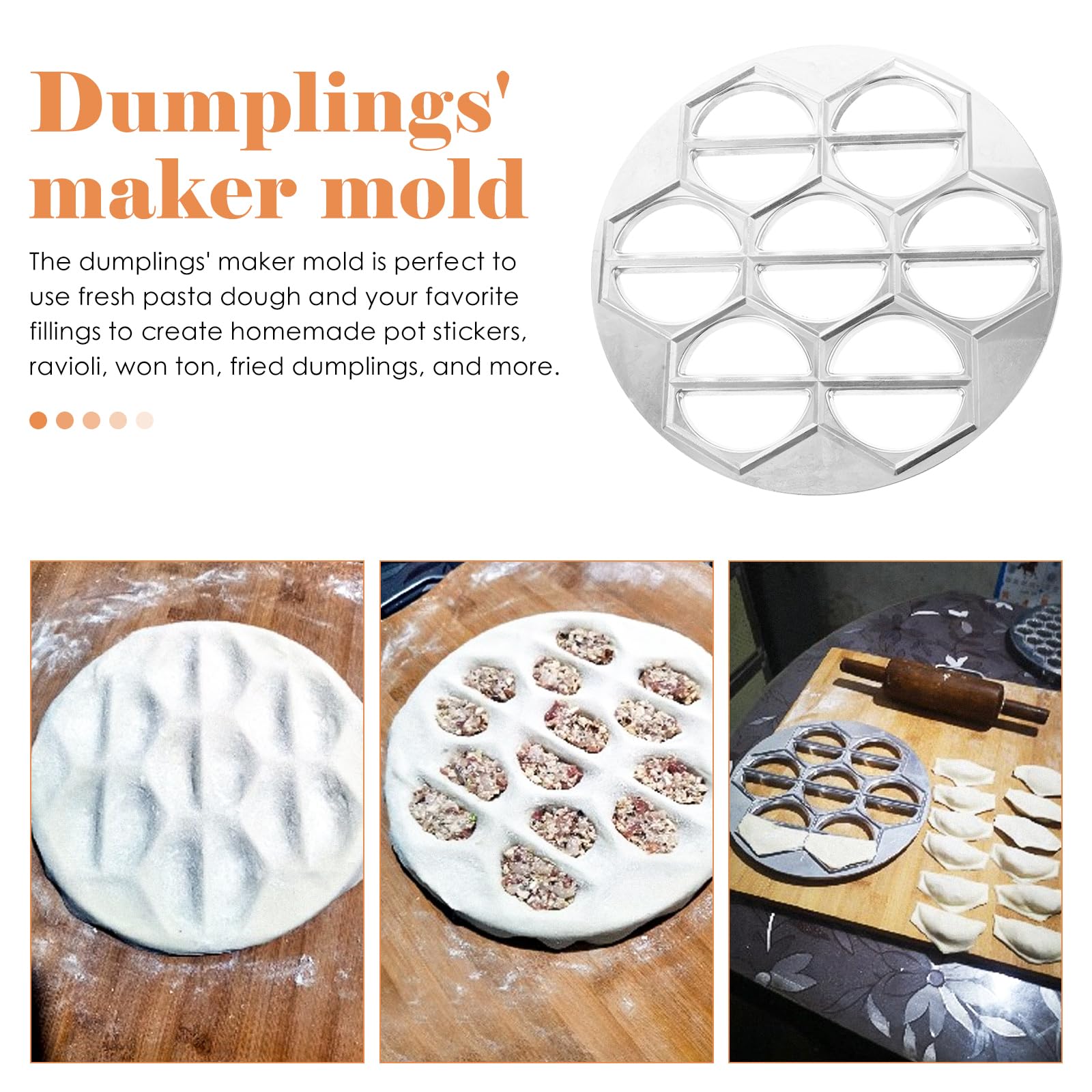 Housoutil Molde Para Hacer Empanadillas De Aluminio Con 14 Huecos Prensa Manual Para Dumplings Pelmeni Pierogi Y Albóndigas Caseras