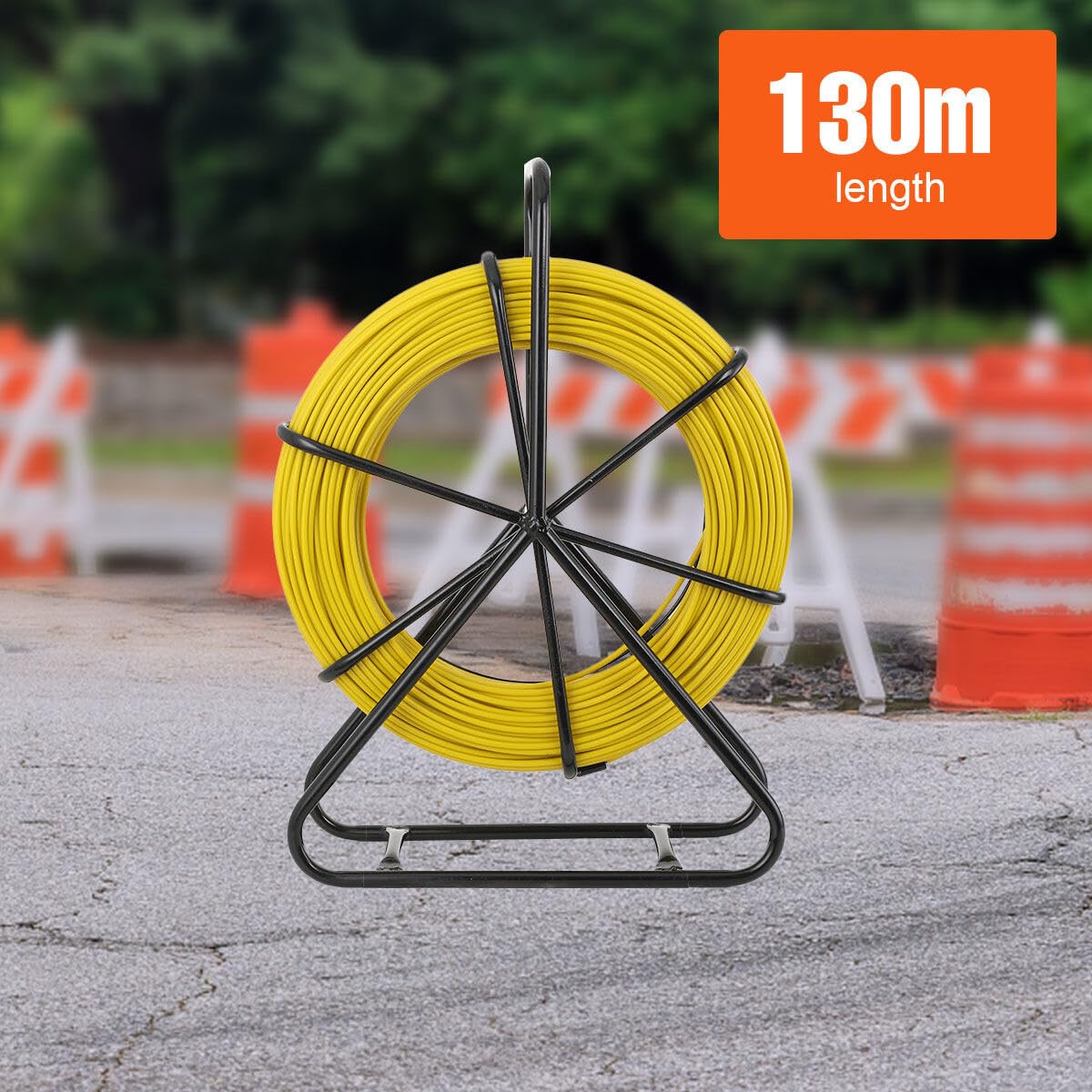 Sonda Passacavi in Fibra di Vetro 130 m, Tubo per Condotto in Fibra di Vetro con Supporto in Metallo 6mm Tirante in Fibra di Vetro per Filo, Infilatore per Cavi per Condutture