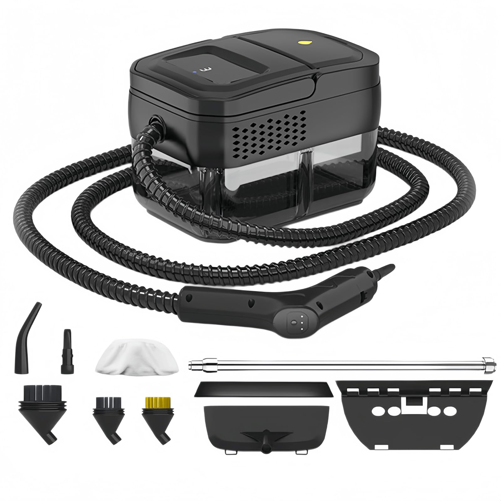 Ręczny wysokociśnieniowy czyszczak parowy 2500W, zbiornik 1600 ml, 3 poziomy pary z wieloma akcesoriami do czyszczenia kuchni, podłóg, okien i samochodów