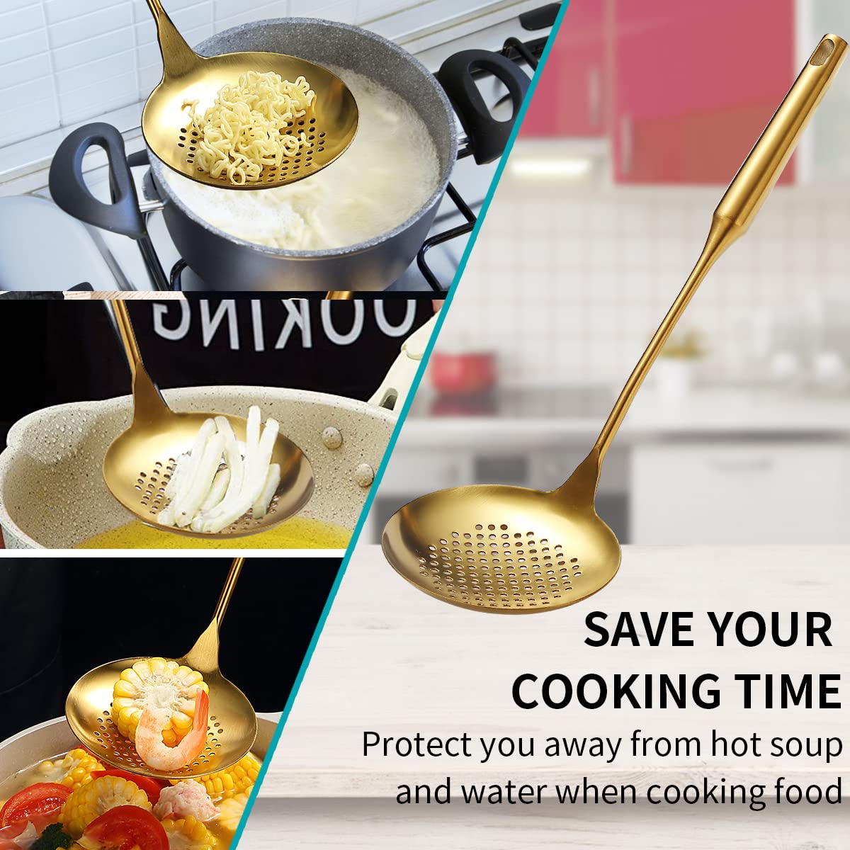 Schiumarola In Acciaio Inox 38 Cm - Con Fori E Maniglia Comfort - Foto 6