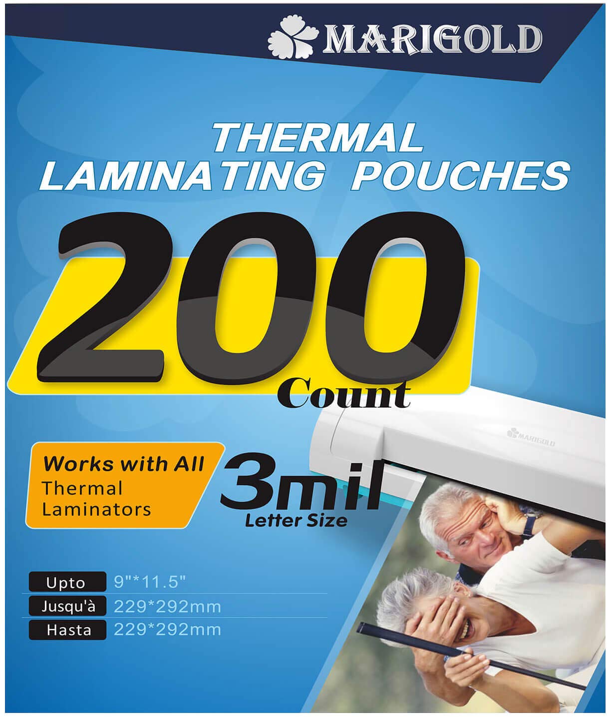 Marigold 200Pack Count 3 mil Letter Size, 9"x11.5", Thermal Laminating