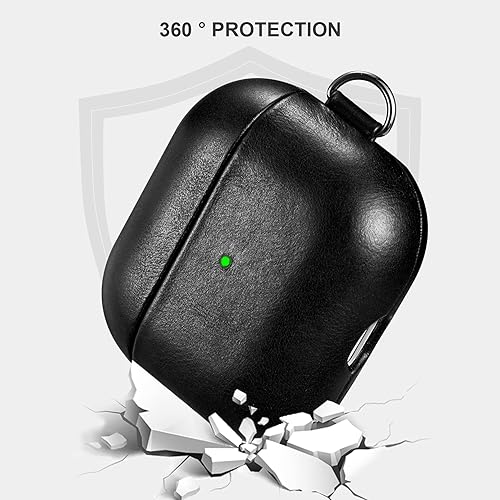 Miniatura 6 de Funda de cuero para AirPods Pro (2019), funda protectora de cuero genuino a prueba de golpes para auriculares Apple AirPods Pro Funda de carga (LED