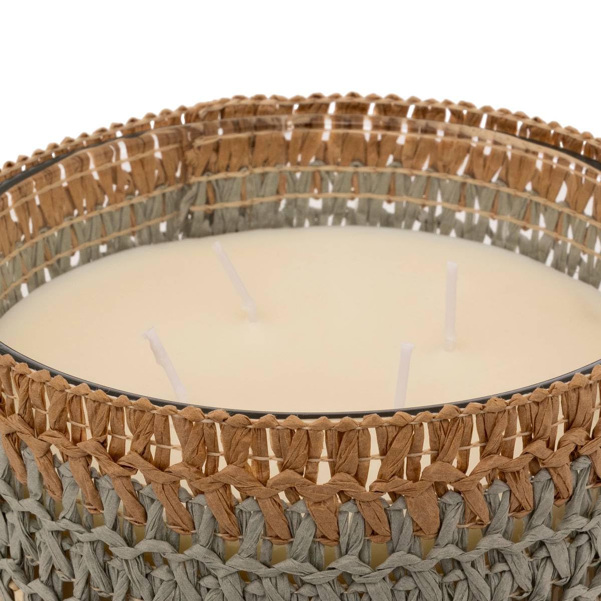 Candela POLIETILENOrfumada Zaya 1400 g vaso di vetro ambrato e fibre naturali