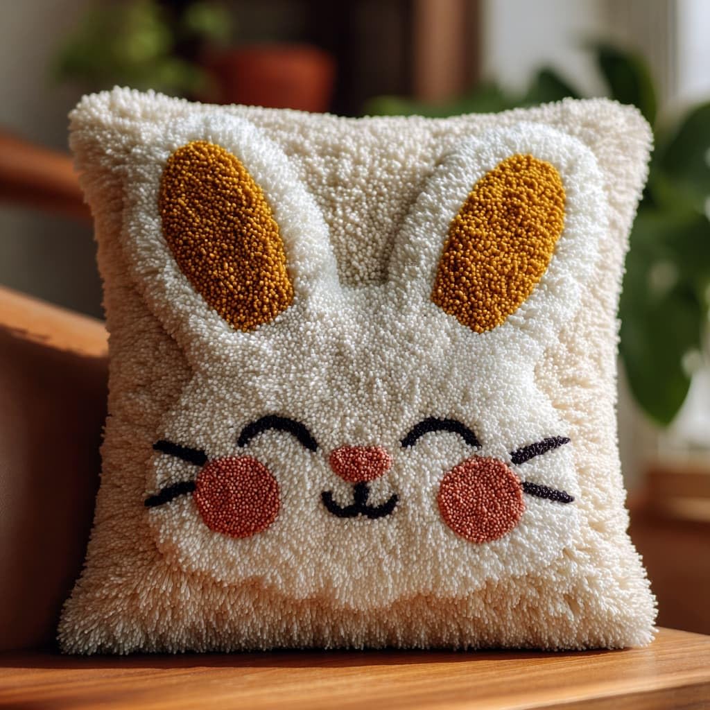 Henypt DIY Pillow Cover Latch Hook Cushion Kits, Rabbit