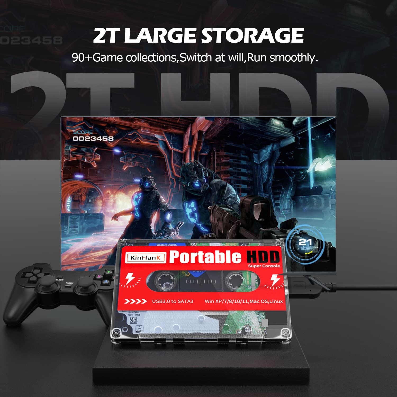 KINHANK 2TBHDD batocera　ねこさま専用 Amazon.com: Kinhank 2TB External Hard Drive Built-in 120,000+