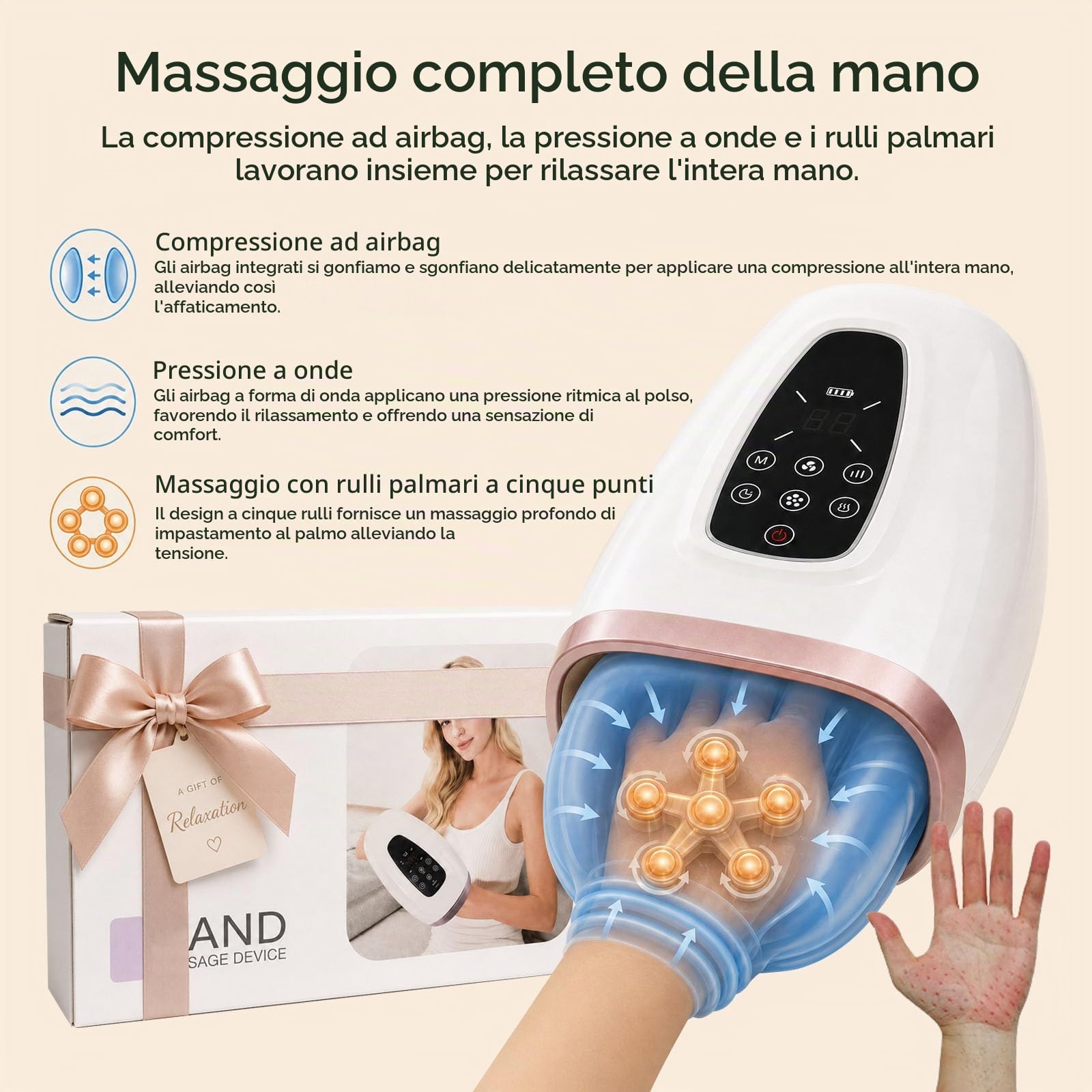 Elettrico Massaggiatore Mani,Con 5 Modalità e Intensità
