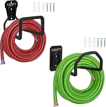 2pcs Metal Garden Hose Holder Heavy Duty Hose Hanger Wall Mounted Water Hose Holder for Outside Yard