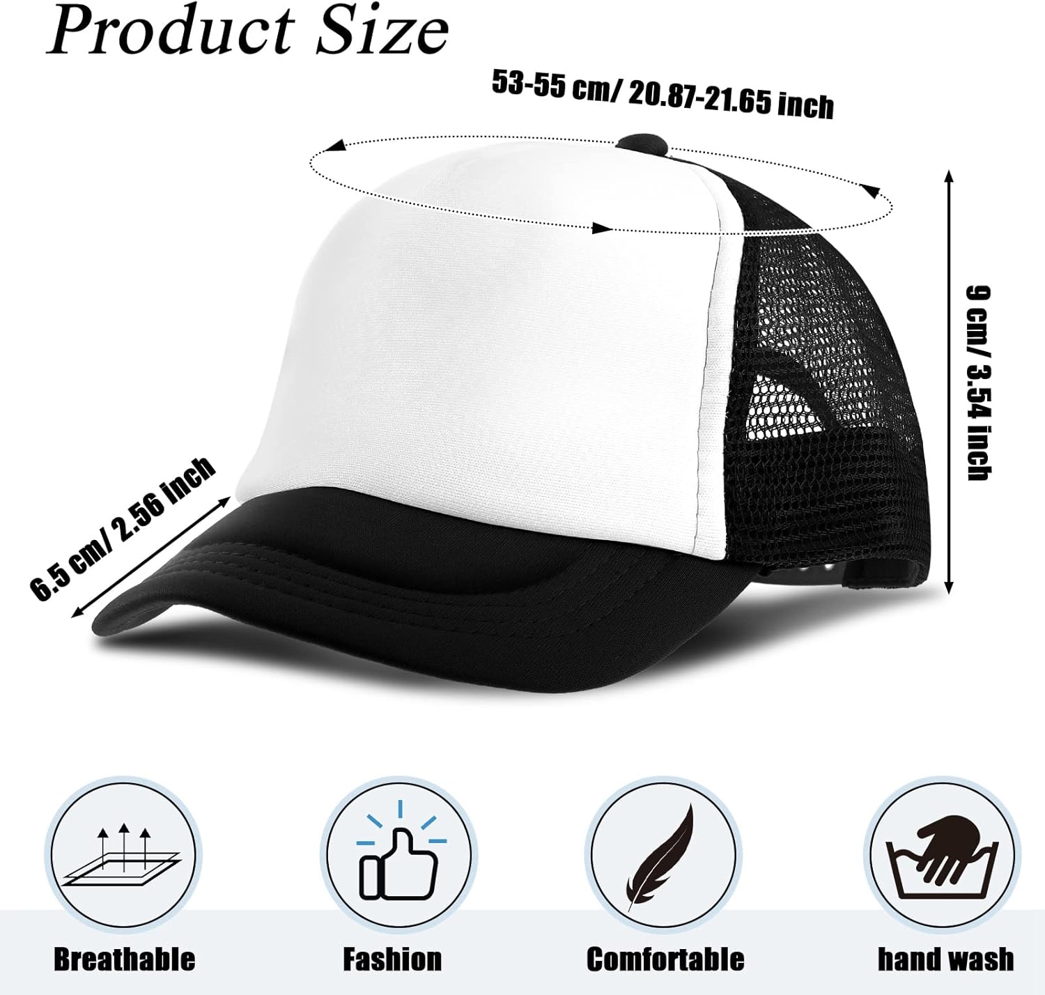 Handepo 12 Pack Trucker Hat for Kids Summer Polyester Mesh Cap Adjustable Sublimation Blank Hats Baseball Caps for Outdoor - Image 2