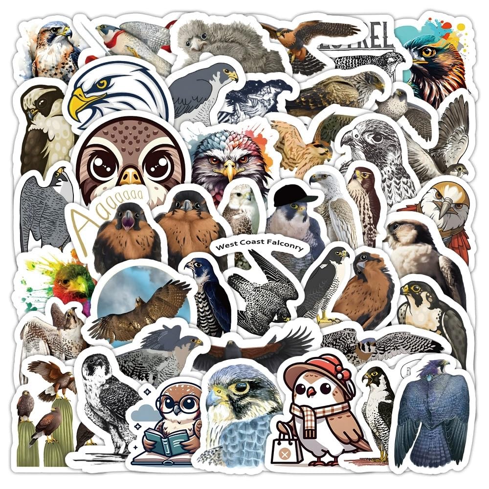 50 PCS Hawk Stickers,Eagle Sticker Pack Vinyl Skateboard Guitar Door Laptop Luggage Car Bike Water Bottle Birthday Party Supplies Teens Boys and Girls Decals