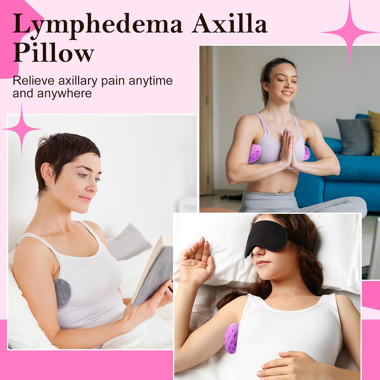 4 Pcs Lymphedema Axilla Pillow Masectomy Cotton Post Breast Operation Pillow for Sleeping Mastectomy Underarm Armpit Pain Relief Pure Color - Image 4