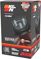 Vista 13 de K&N High-Flow Original Lifetime Universal Clamp-On Air Filter: High Performance, Premium, Washable: Flange Diameter: 4 In, Filter Height: 9 In