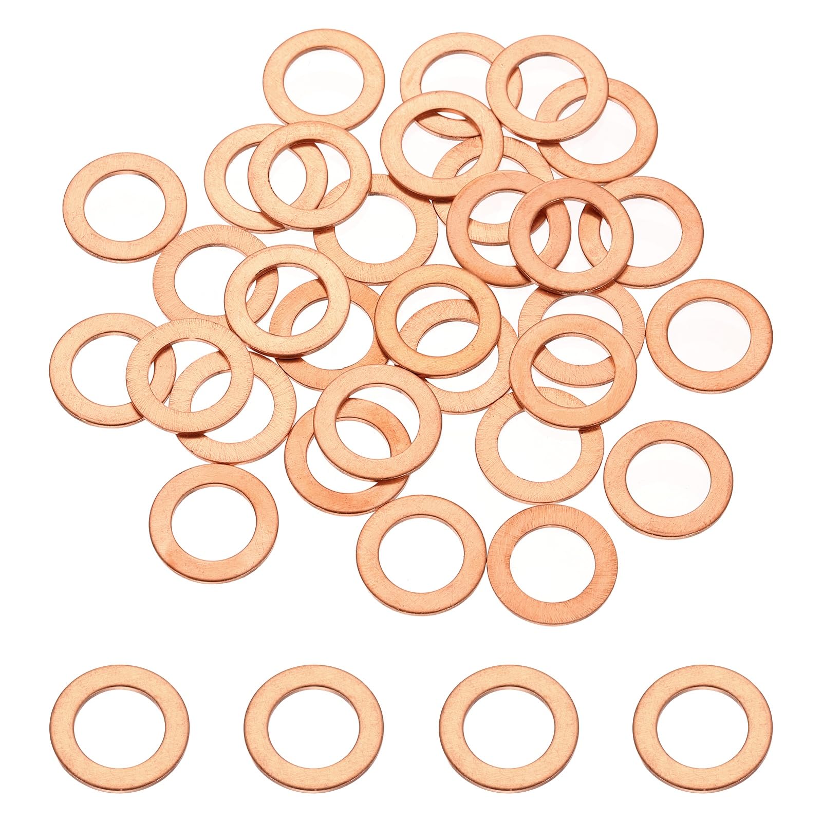 DEFANEX 56 Pcs M10 Copper Washer Sealing Ring (10mm ID 16mm OD 1mm Thickness) Metric Sealing Gasket Flat Crush Washer, for Automotive Plumbing Mechanical Oil Drain Plug โ image 1