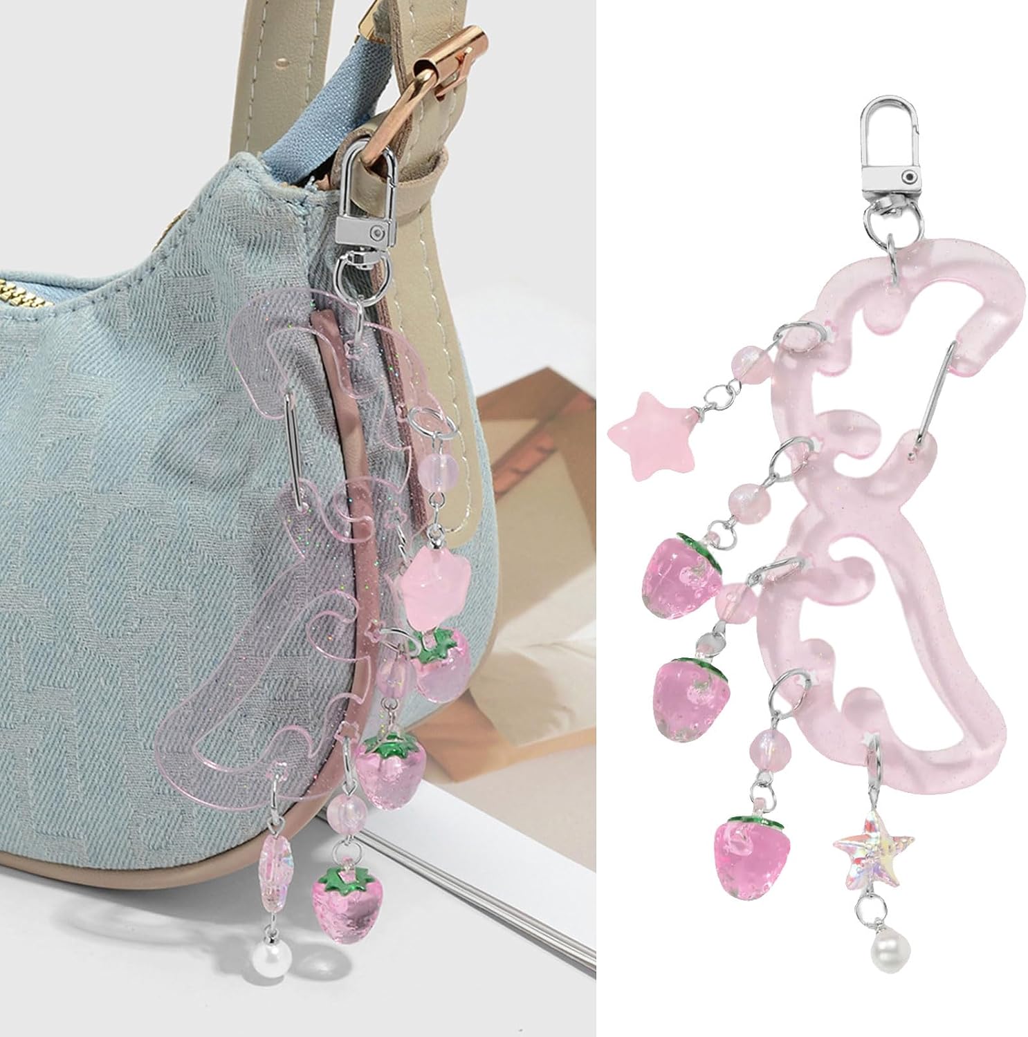 Acrylic Star Wing Shape Carabiner Hook Clips Card Holder Keychain Portable Outdoor Keyring Backpack Pendant Gifts Outdoor Keyring image 2