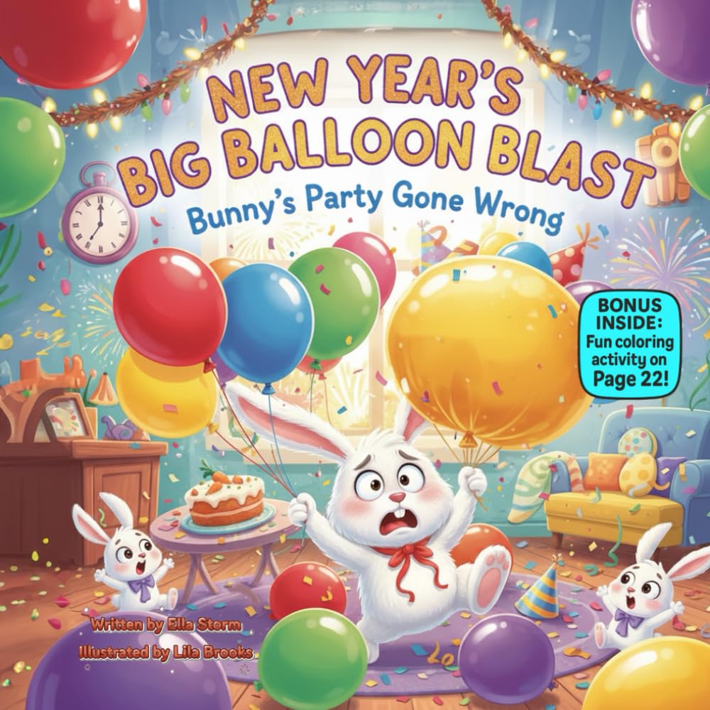 New Year’s Big Balloon Blast: Bunny’s Party Gone Wrong: A Laugh-Out-Loud Rhyming Picture Book About Friendship, Fixing Mistakes, and New Year Fun