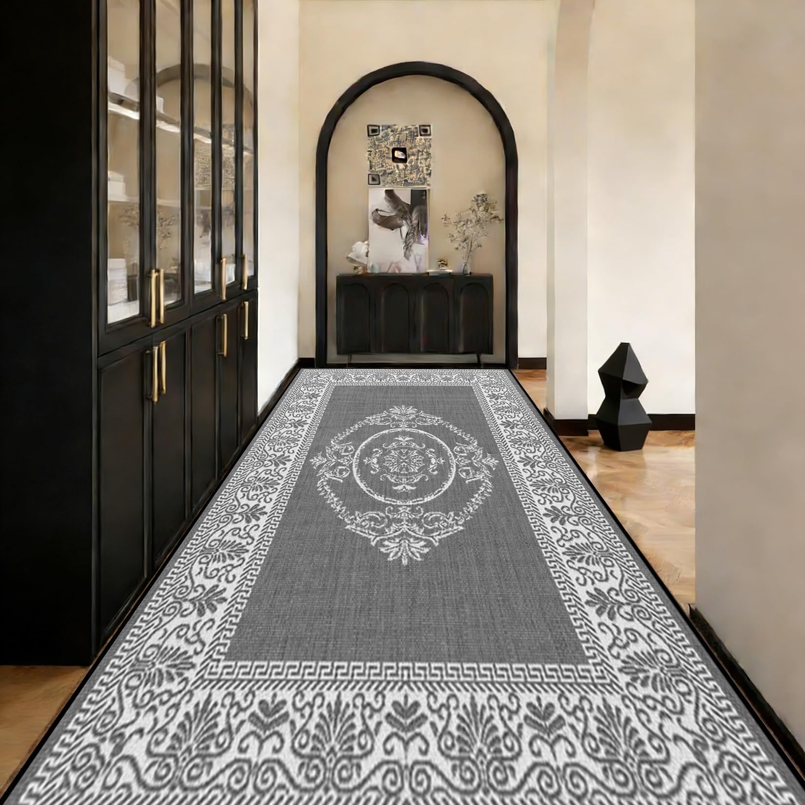 Tapis de couloir long lavable et moelleux avec dossier antidérapant sécurisé