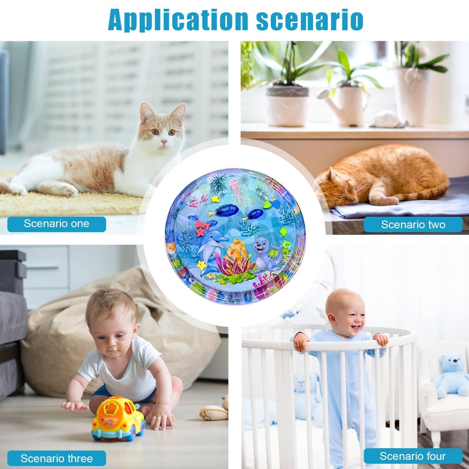 Wasserbett Für Haustiere & Kinder - 100x100cm Aufblasbare Spielmatte Mit Kühl-Effekt - Inkl. Inflator Für Sommer-Spaß