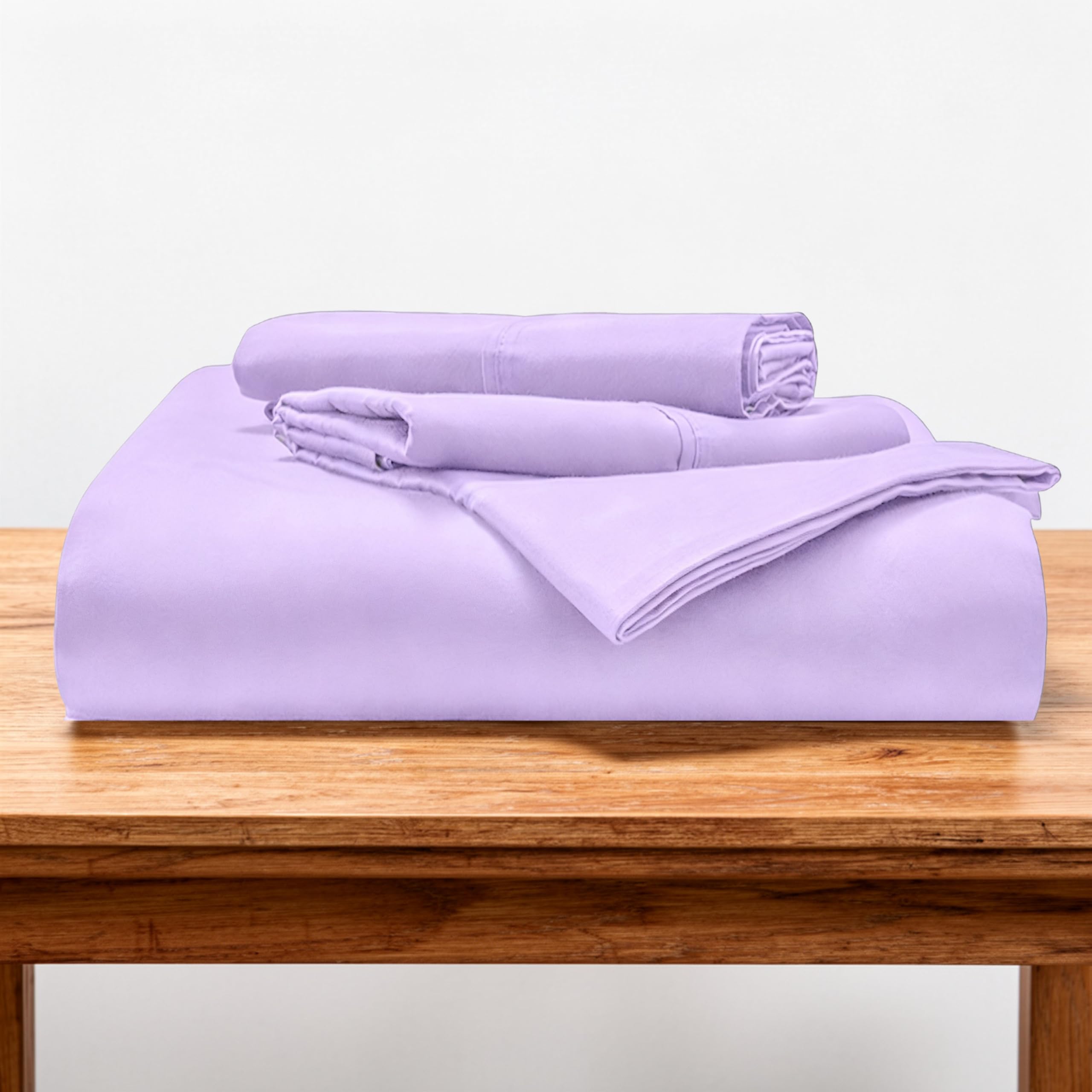 Drap-housse 1000 fils en coton égyptien lilas avec taies pour lit king size