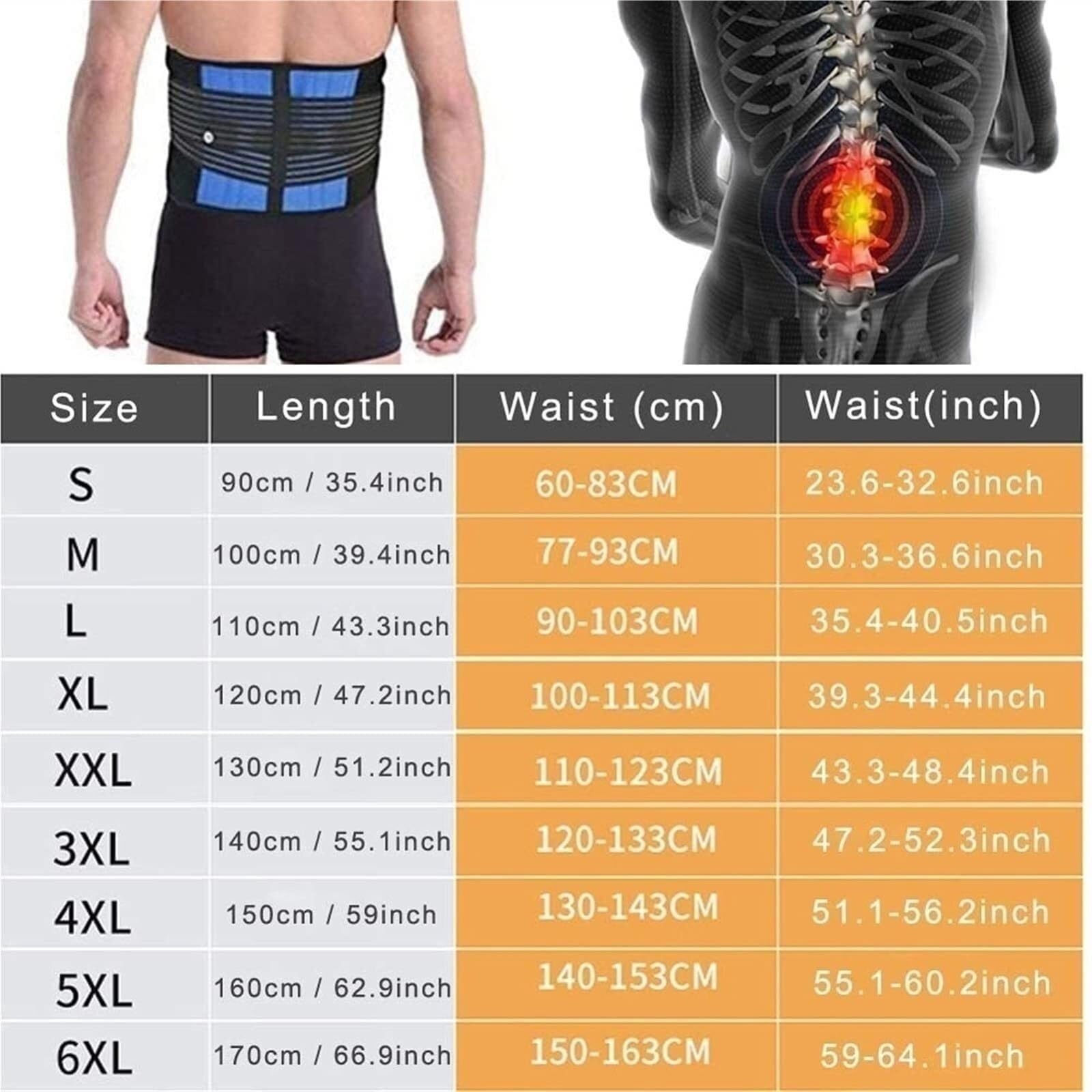 Faja Lumbar Faja Ortopédica De Compresión para La Zona Lumbar, Cinturón De Soporte para La Cintura Y La Cadera Cinturón Apoyo Lumbar(XL)