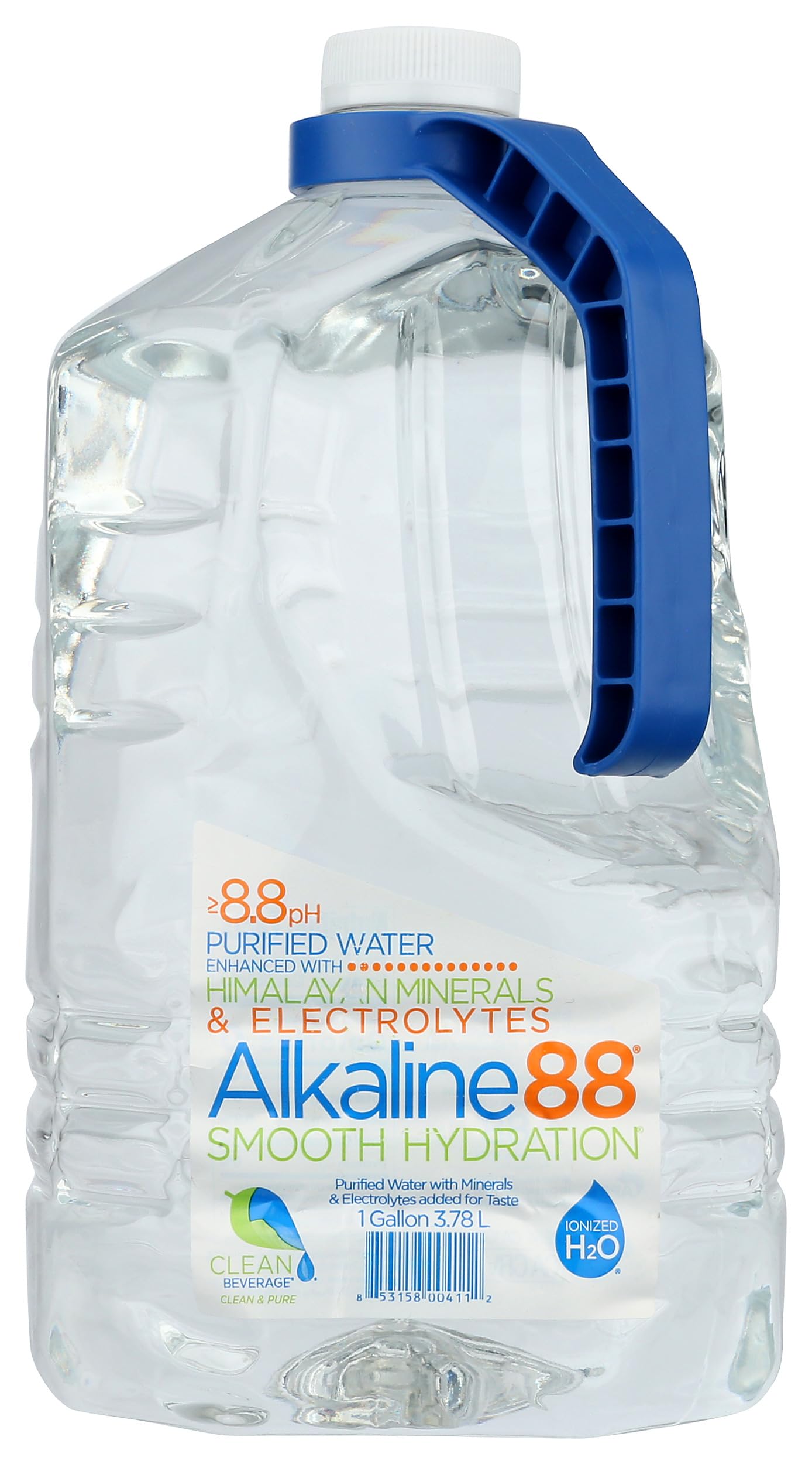 Alkaline88 Purified Ionized Water with Himalayan Minerals & Electrolytes for smooth taste. Perfectly balanced for your body with 8.8ph. 1 Gallon. 100% Recyclable.