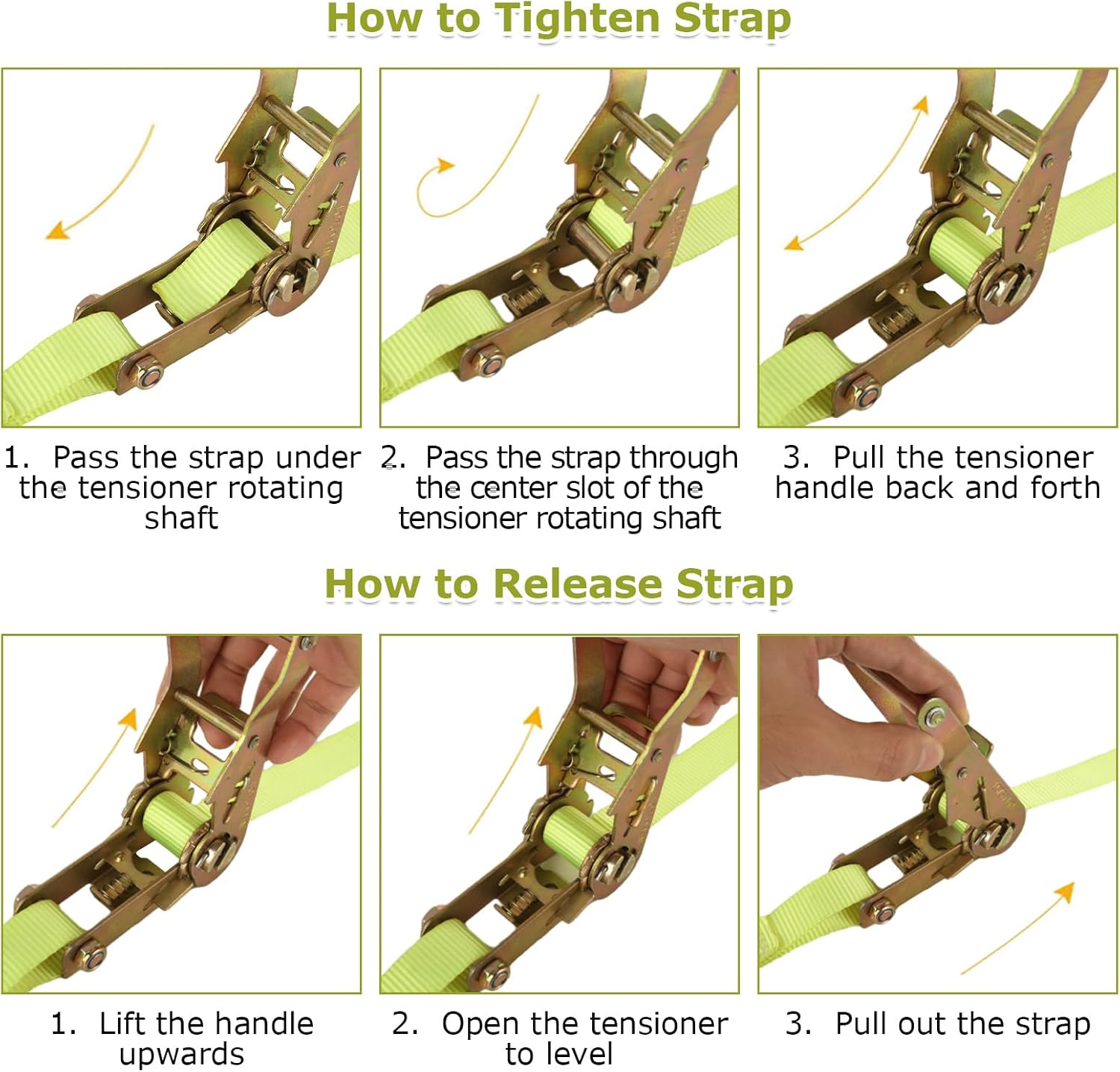 4 Pack 1 Inch Ratchet Straps Heavy Duty 20ft Tie Down Straps Ratchet with Double J Hook, 8000 LBS Break Strength, Cargo Ratchet Straps for Truck, Trailers, Motorcycle, Kayaks, Car Roof
