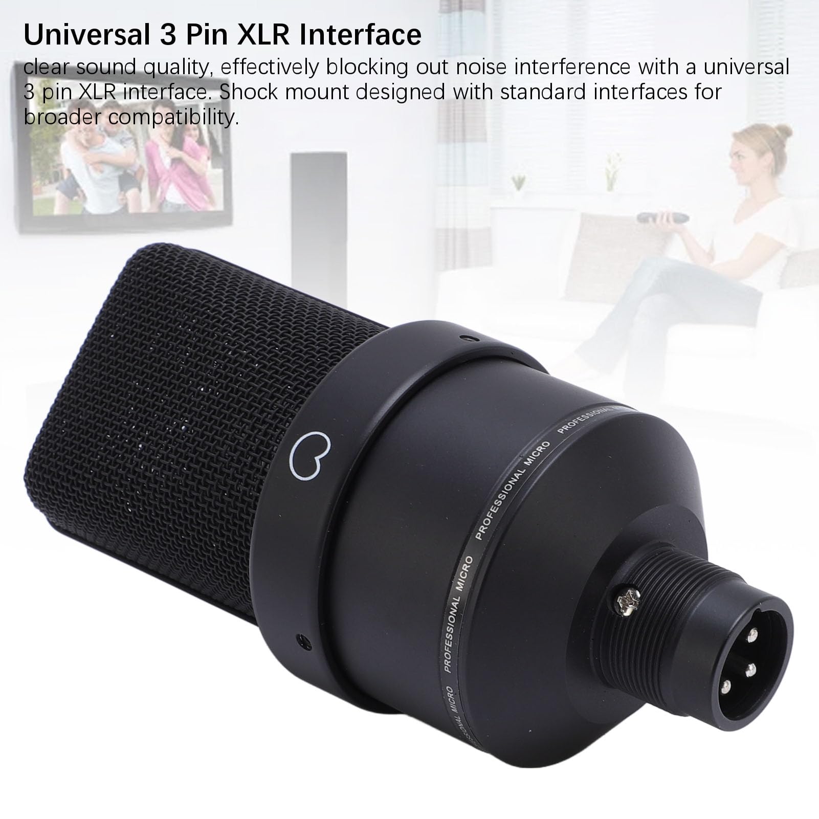 Professionelles Kondensatormikrofon mit Stoßdämpfer und Windschutzscheibe - 20 Hz -20 kHz Frequenzgang, Podcasting, Gaming und Live Streaming (Black)