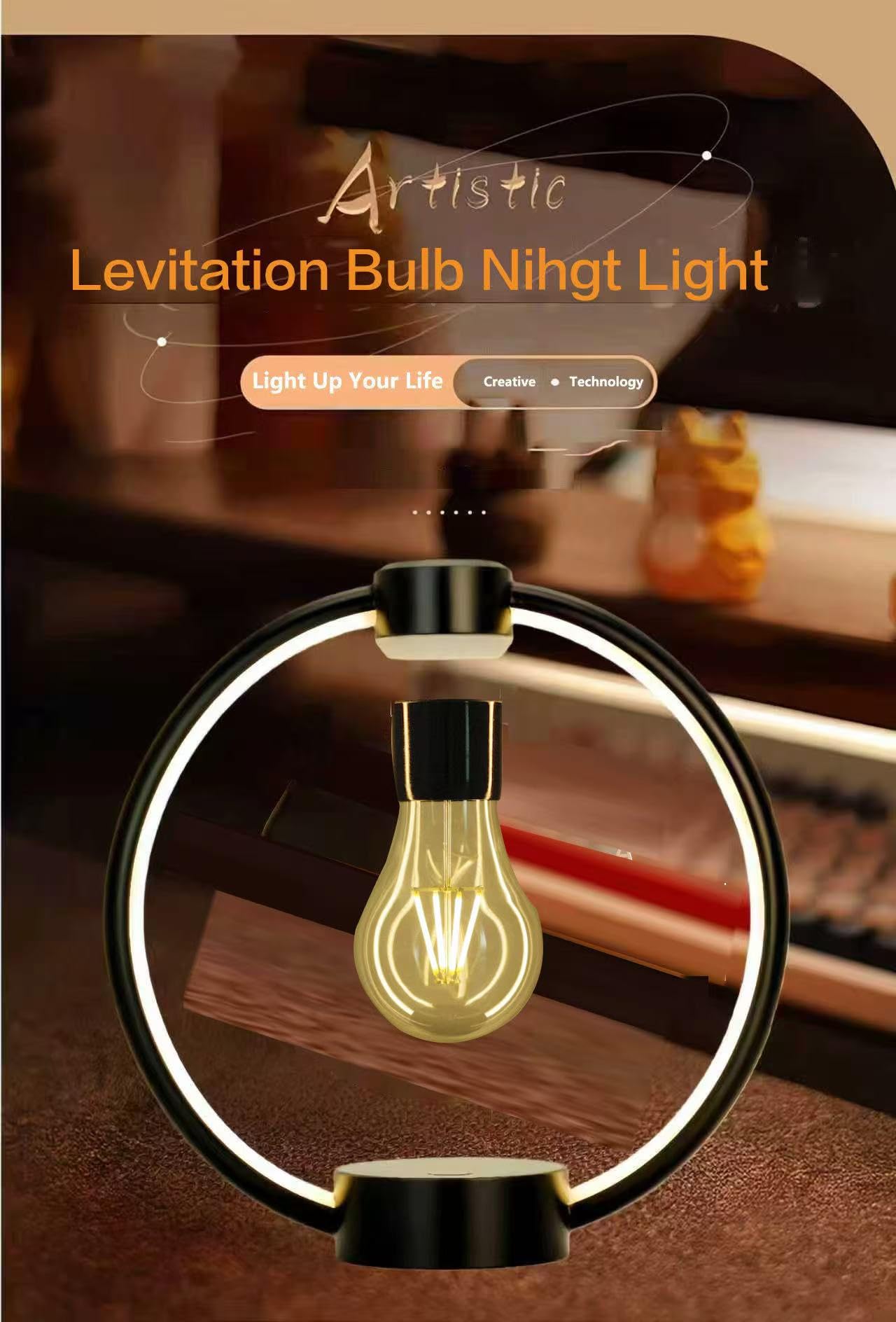 Lampe Ampoule en Levitation Lampe de nuit flottante et tournante Lampe à ampoule LED à contrôle tactile Décoration pour chambre d'enfant Chambre à coucher Bureau Maison